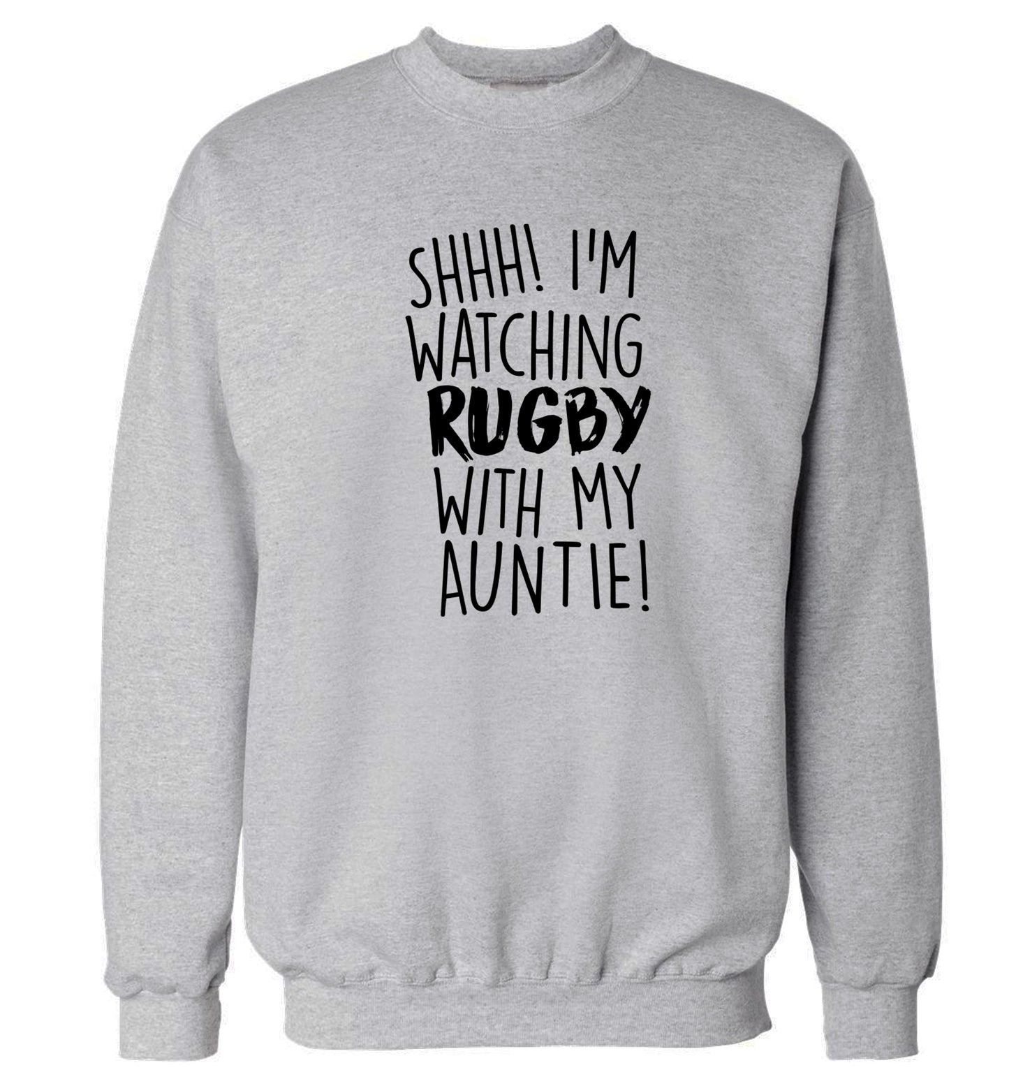 Shhh I'm watchin rugby with my auntie Adult's unisex grey Sweater 2XL