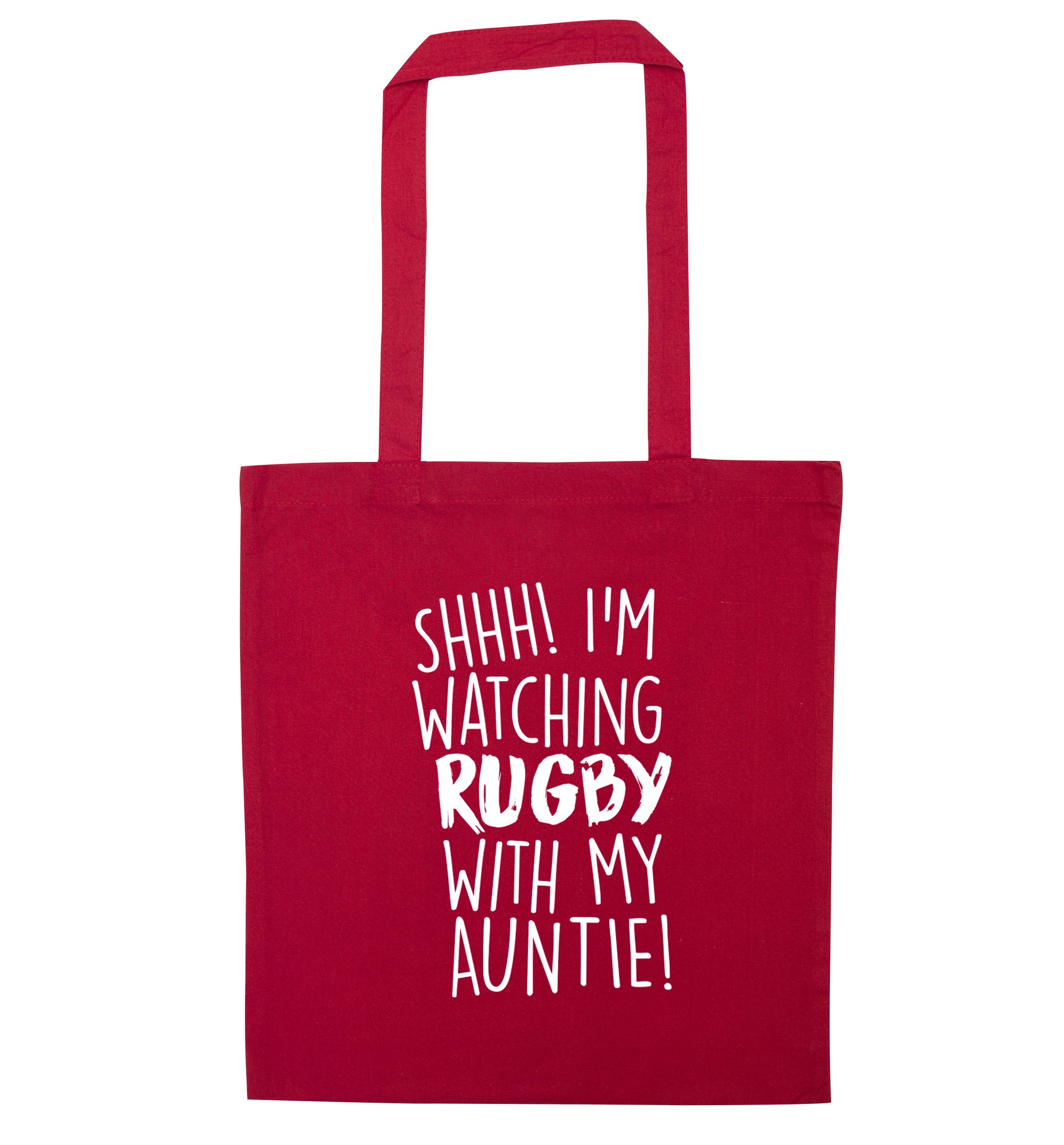 Shhh I'm watchin rugby with my auntie red tote bag