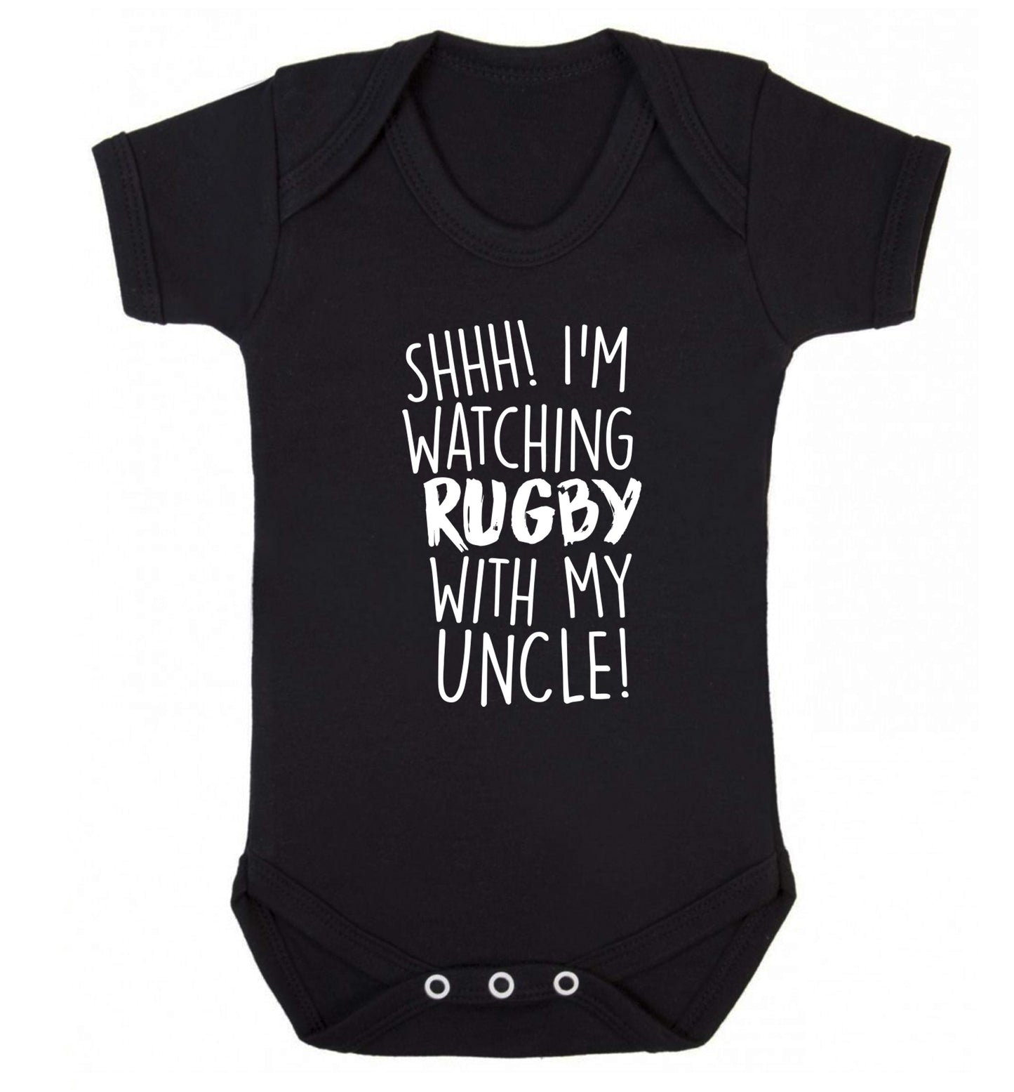 Shh.. I'm watching rugby with my uncle Baby Vest black 18-24 months