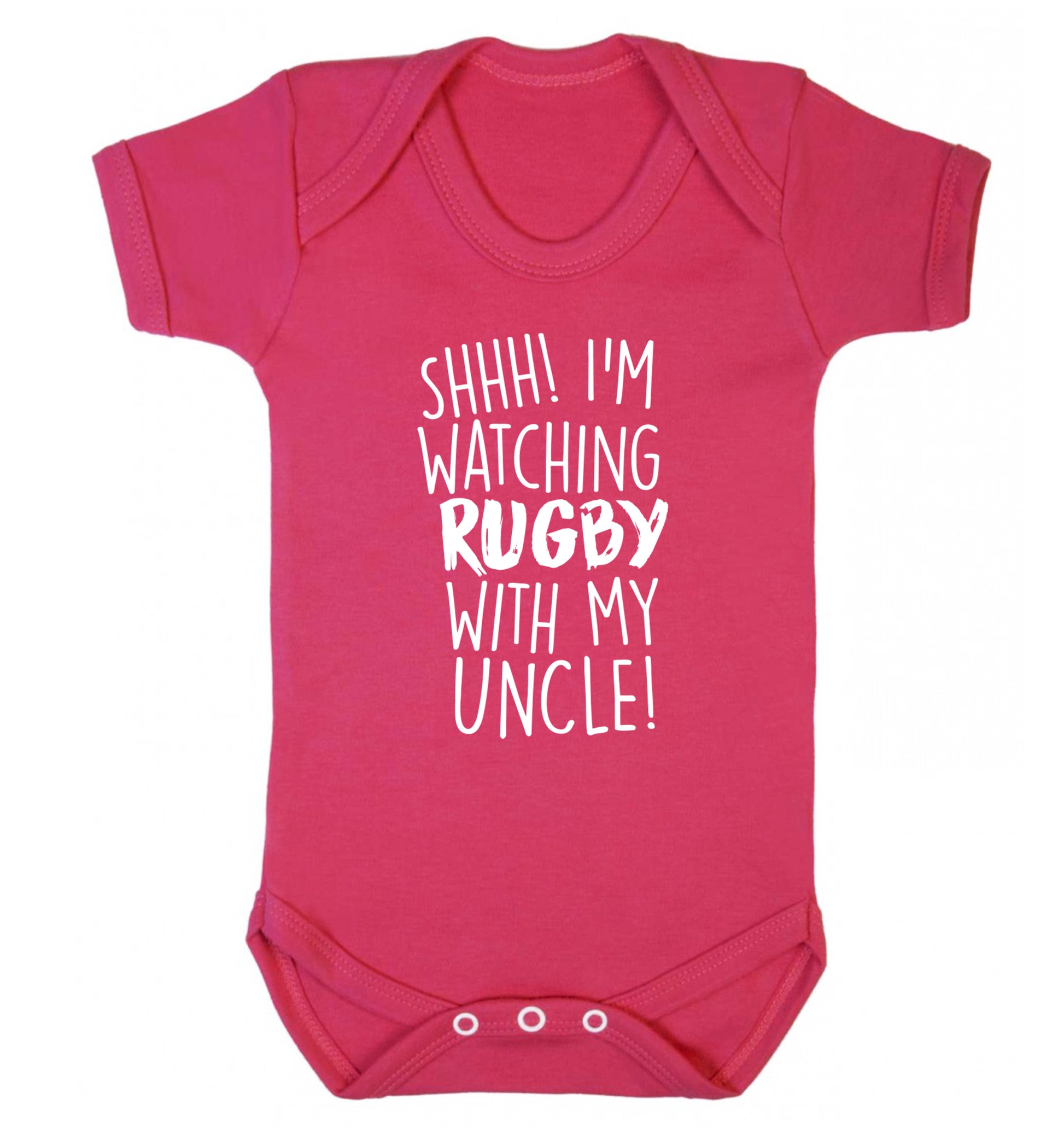Shh.. I'm watching rugby with my uncle Baby Vest dark pink 18-24 months