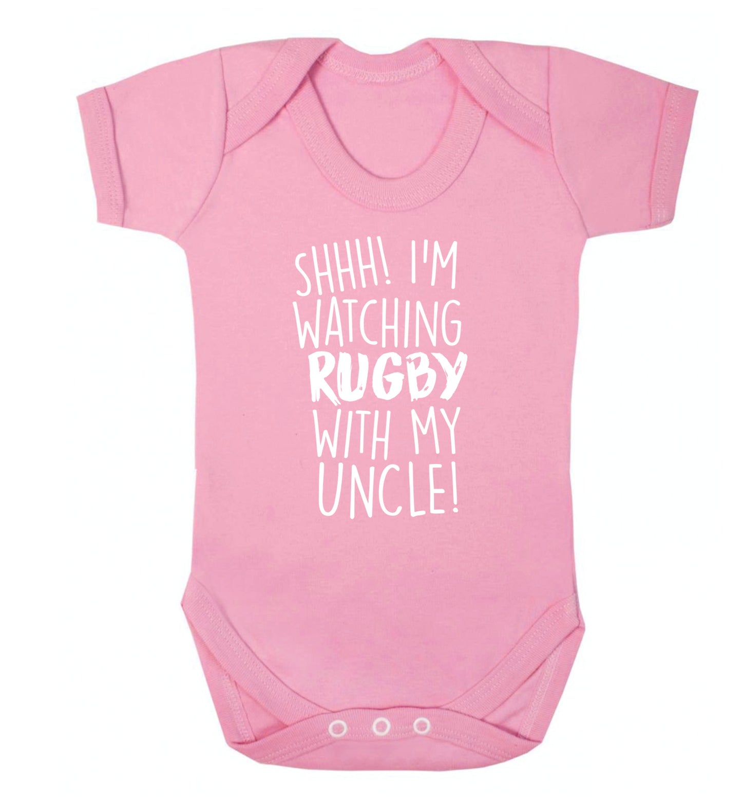 Shh.. I'm watching rugby with my uncle Baby Vest pale pink 18-24 months