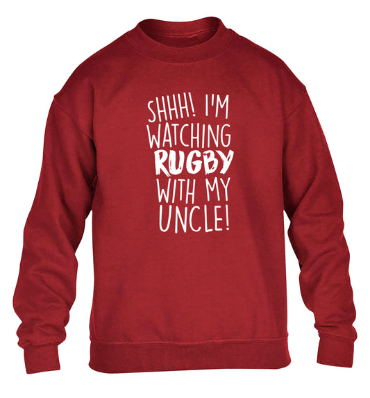 Shh.. I'm watching rugby with my uncle children's grey sweater 12-13 Years
