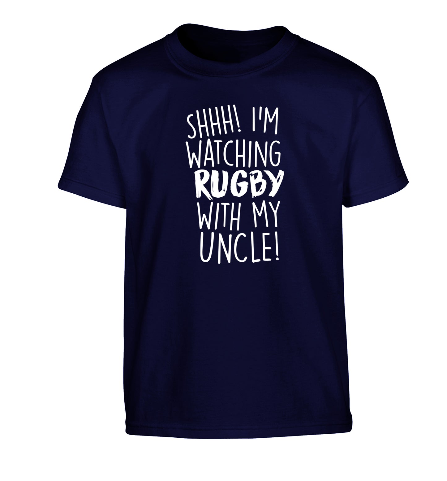 Shh.. I'm watching rugby with my uncle Children's navy Tshirt 12-13 Years