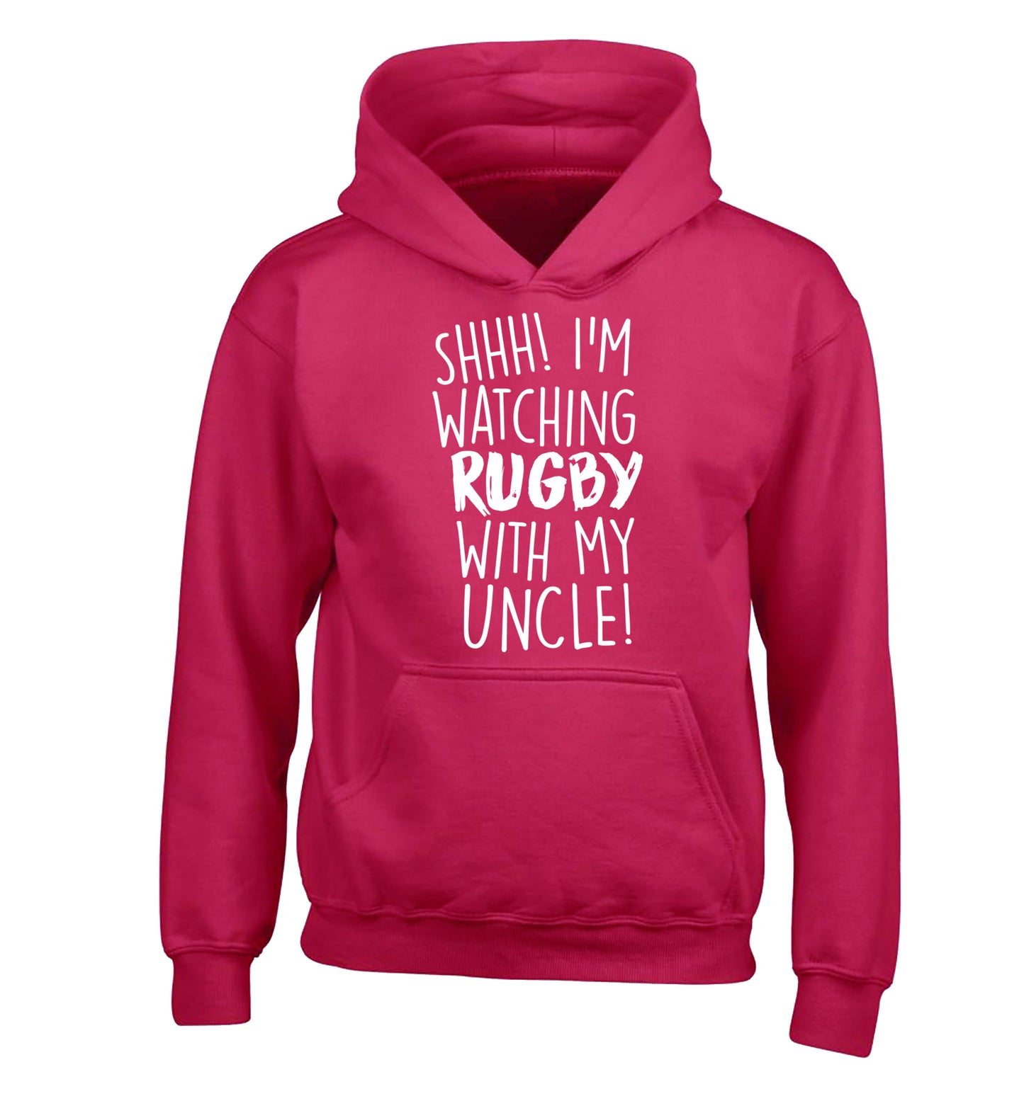 Shh.. I'm watching rugby with my uncle children's pink hoodie 12-13 Years