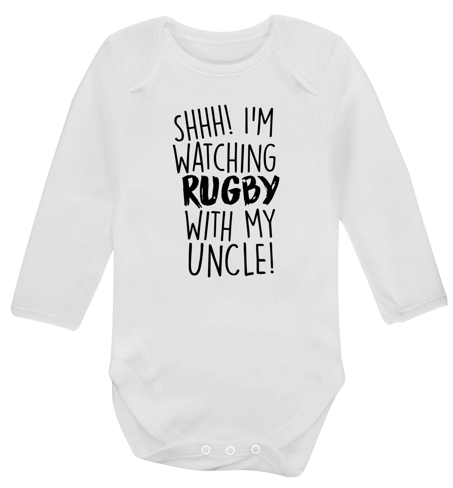 Shh.. I'm watching rugby with my uncle Baby Vest long sleeved white 6-12 months