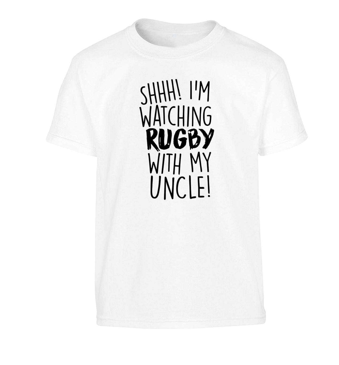 Shh.. I'm watching rugby with my uncle Children's white Tshirt 12-13 Years