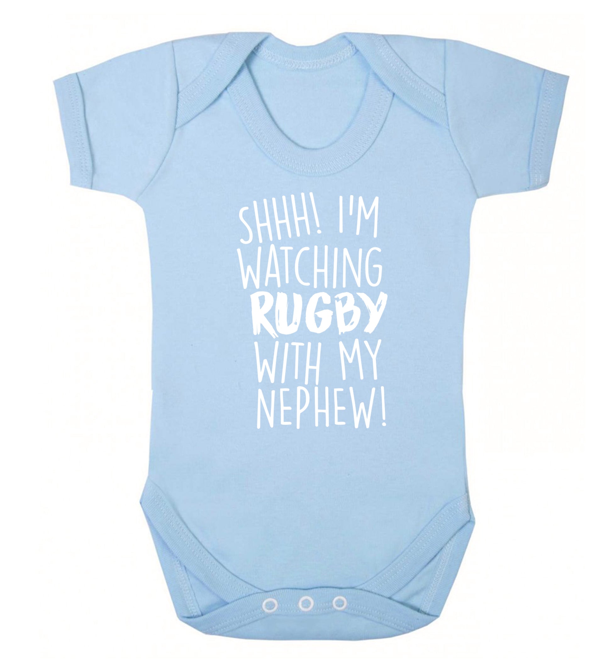 Shh.. I'm watching rugby with my nephew Baby Vest pale blue 18-24 months