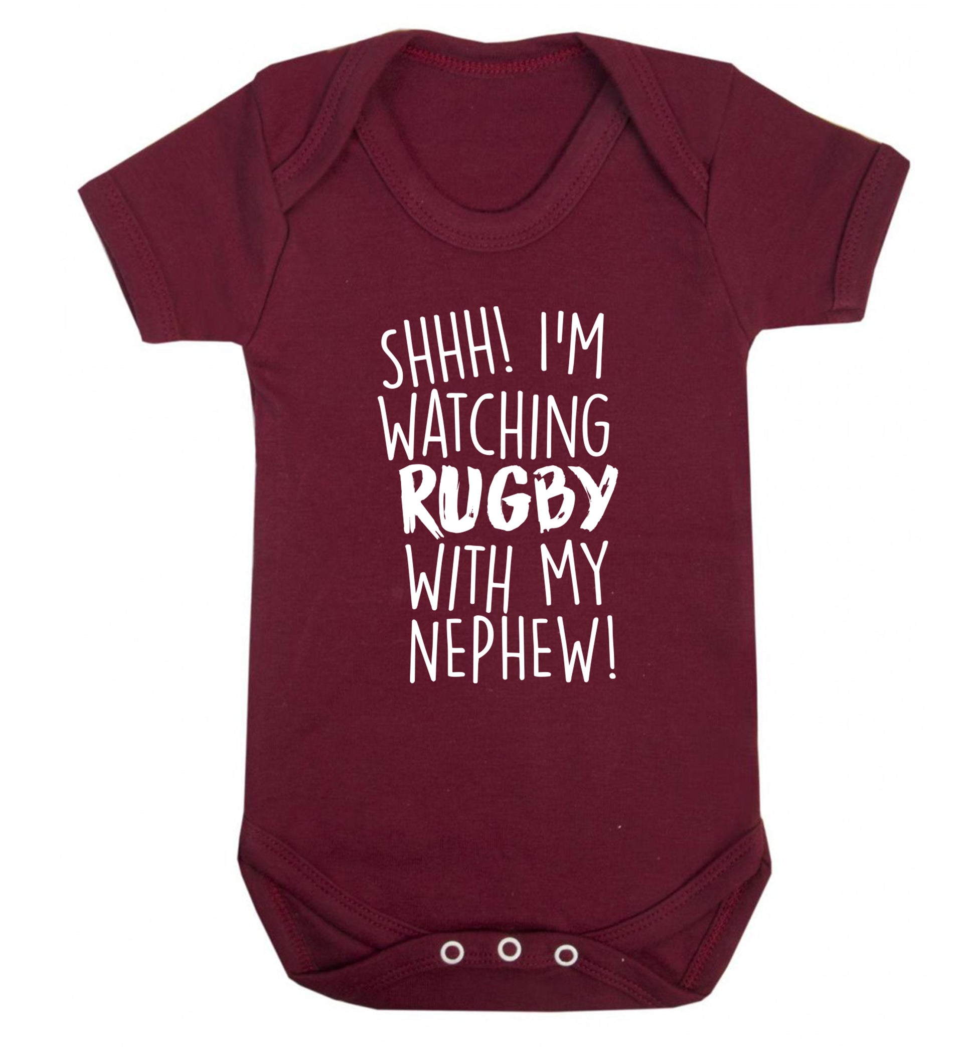 Shh.. I'm watching rugby with my nephew Baby Vest maroon 18-24 months