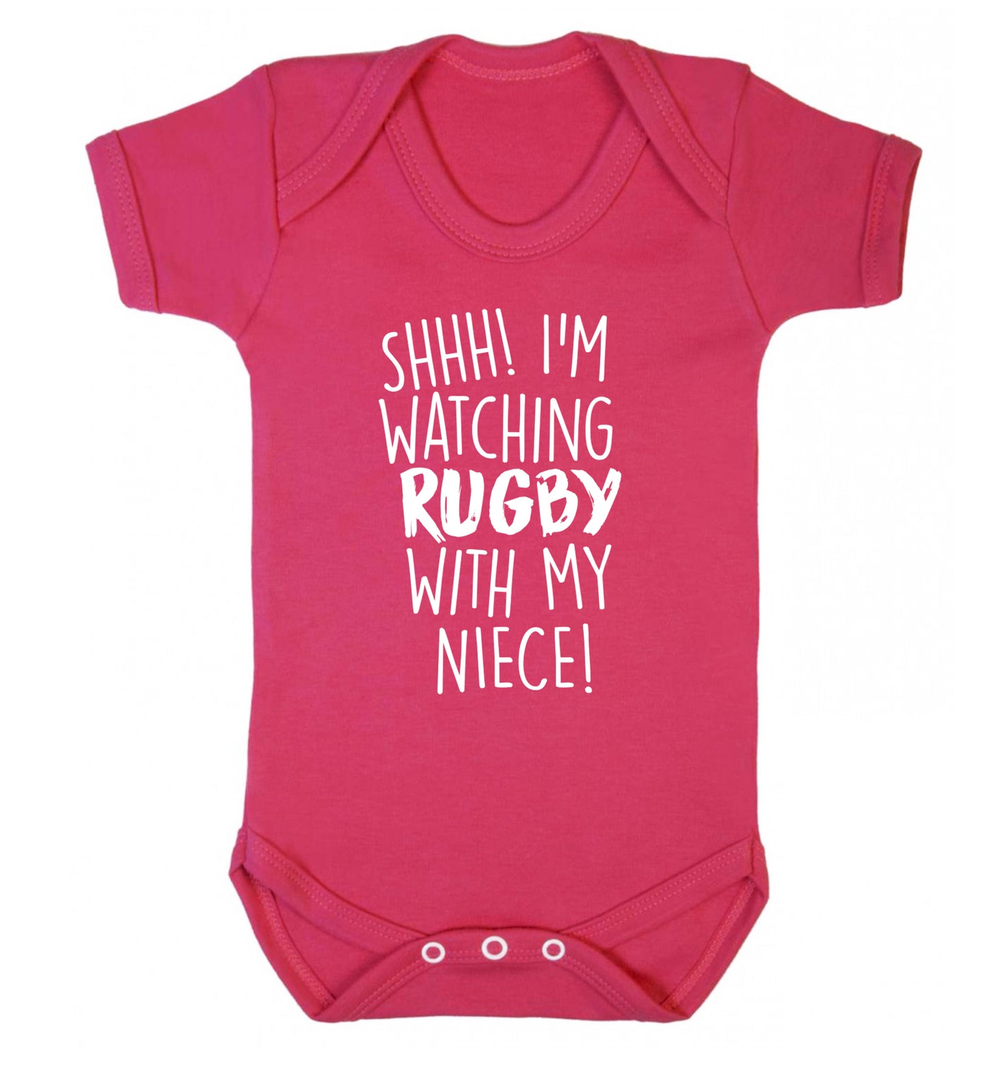 Shh.. I'm watching rugby with my niece Baby Vest dark pink 18-24 months
