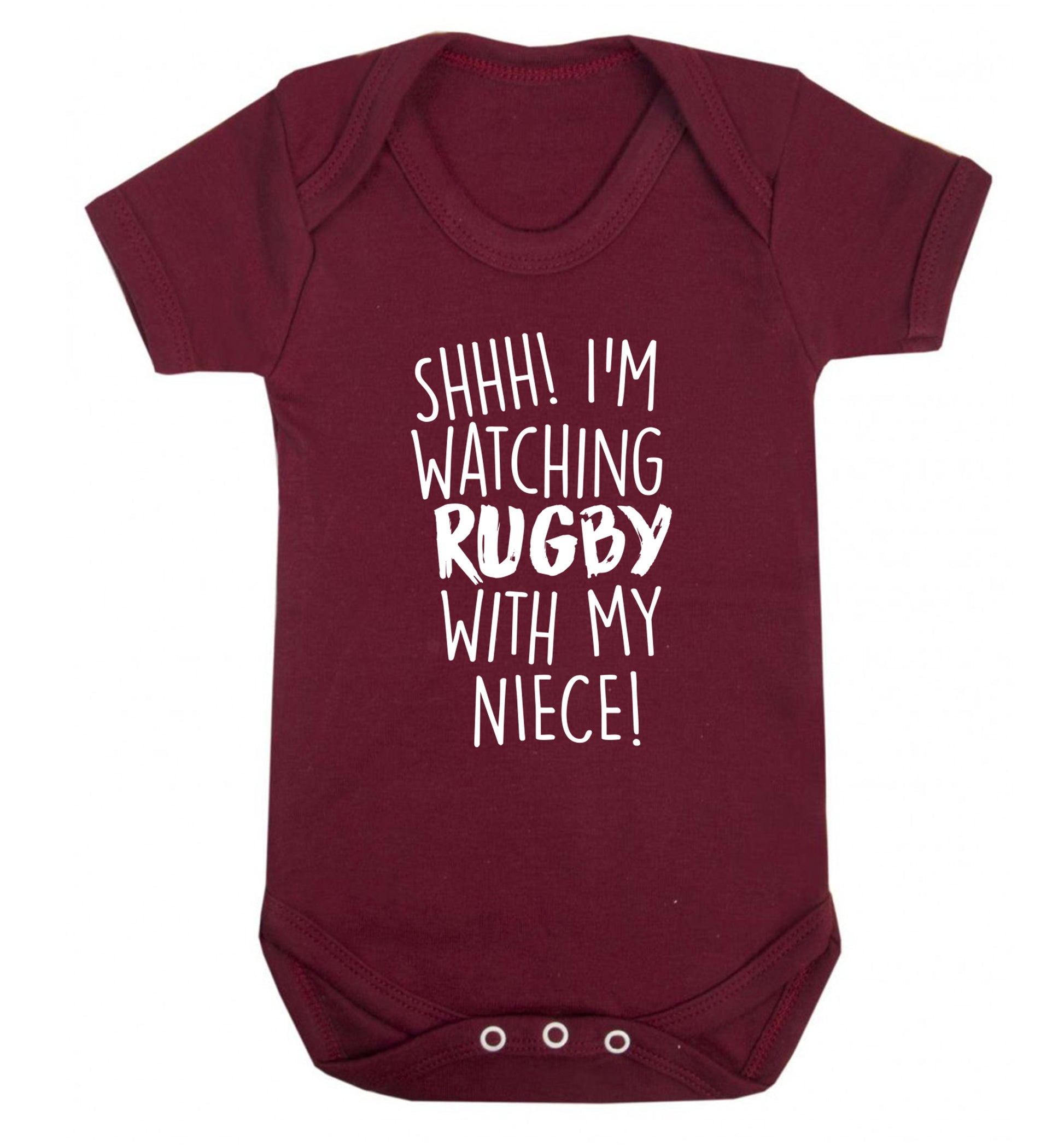 Shh.. I'm watching rugby with my niece Baby Vest maroon 18-24 months