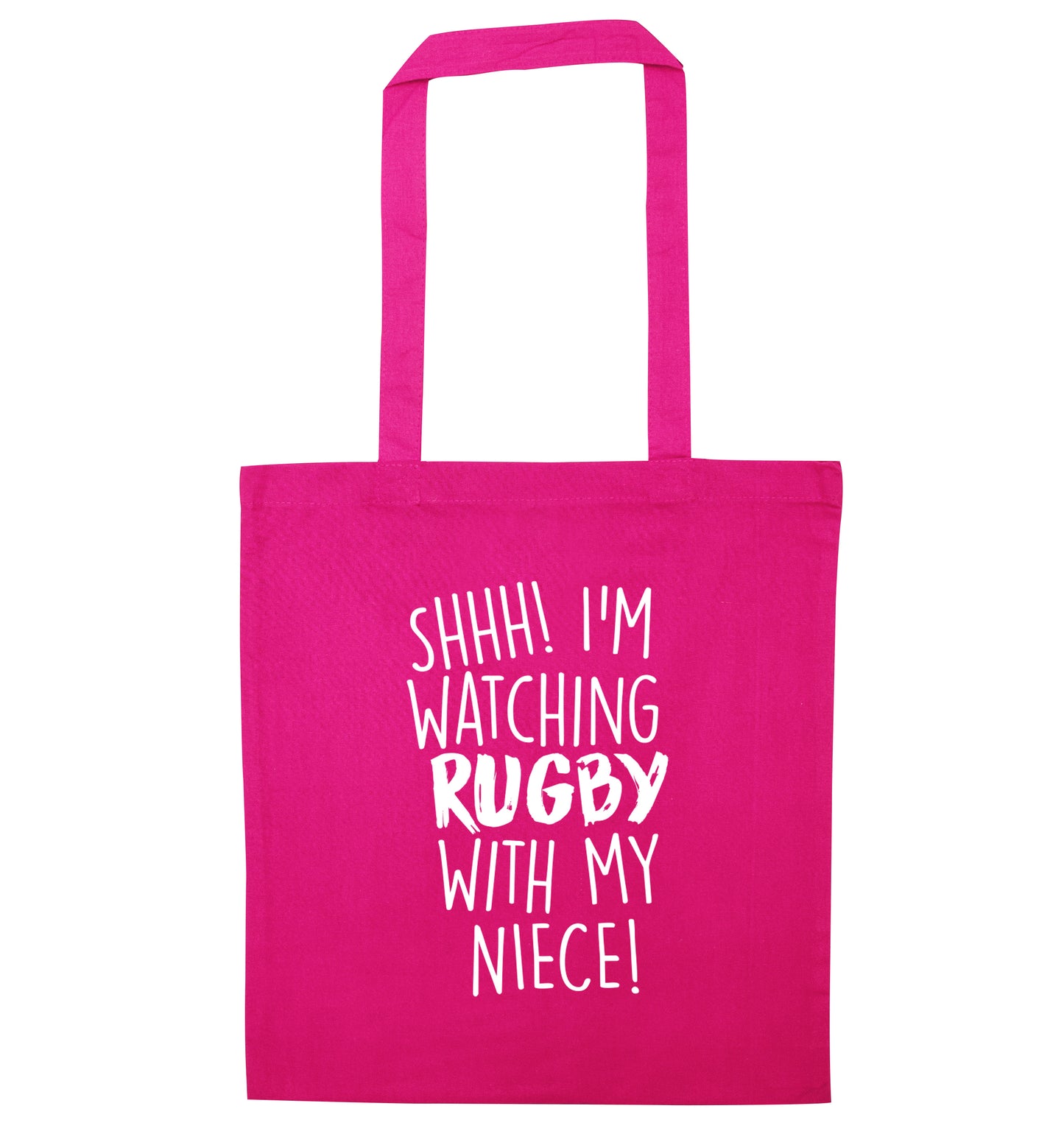 Shh.. I'm watching rugby with my niece pink tote bag