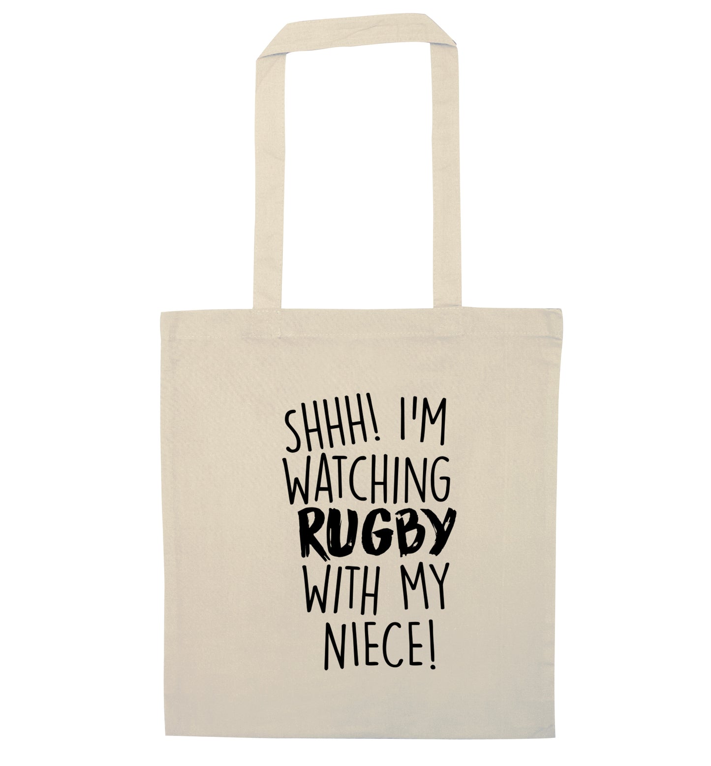 Shh.. I'm watching rugby with my niece natural tote bag