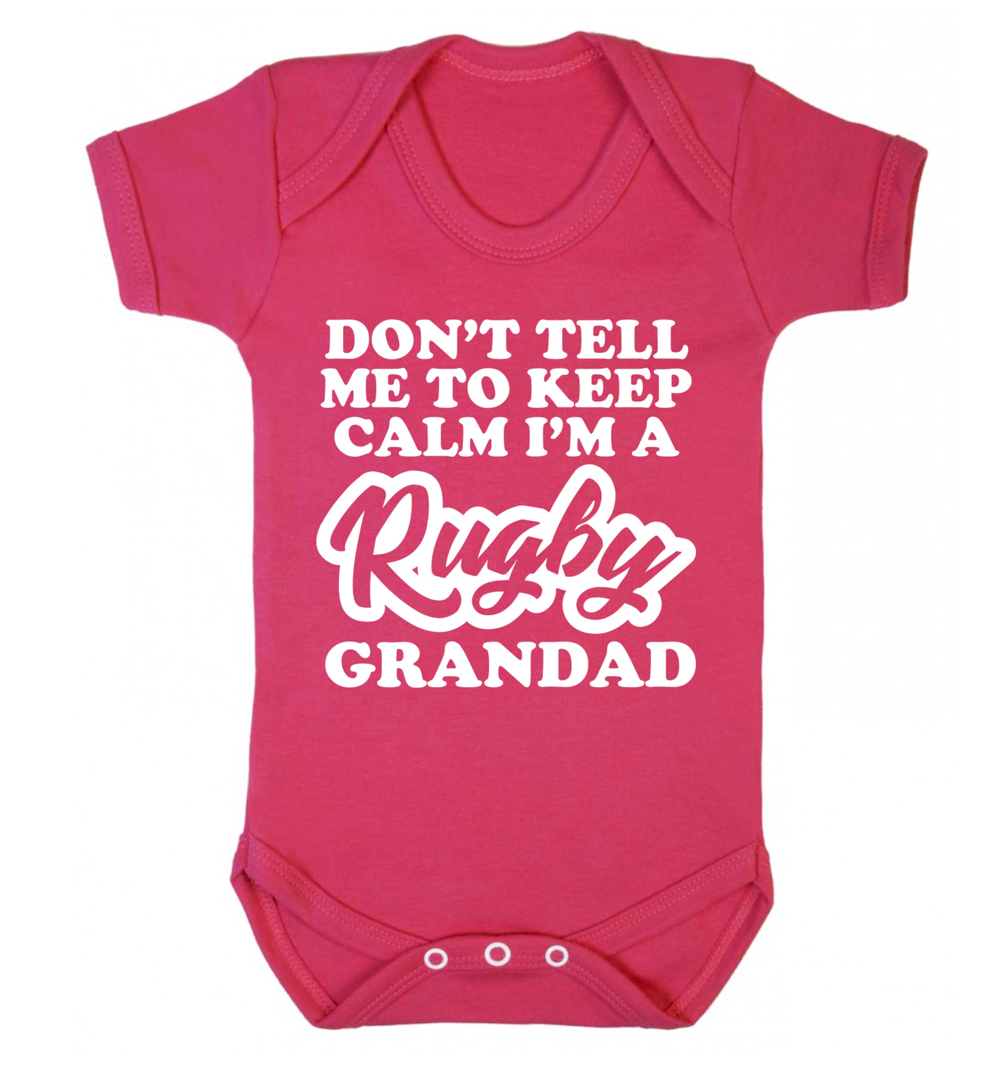 Don't tell me to keep calm I'm a rugby dad Baby Vest dark pink 18-24 months