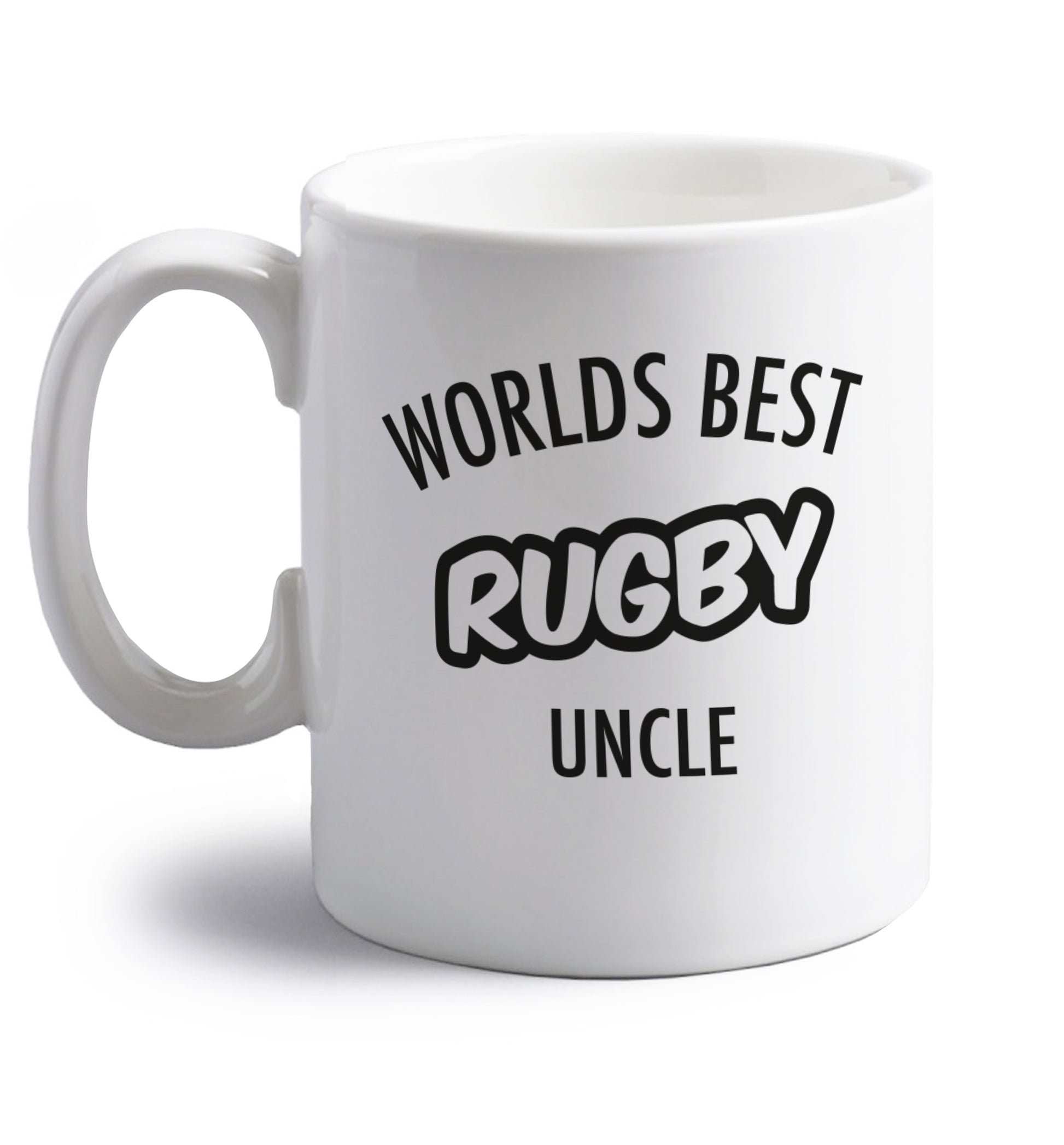 Worlds best rugby uncle right handed white ceramic mug 