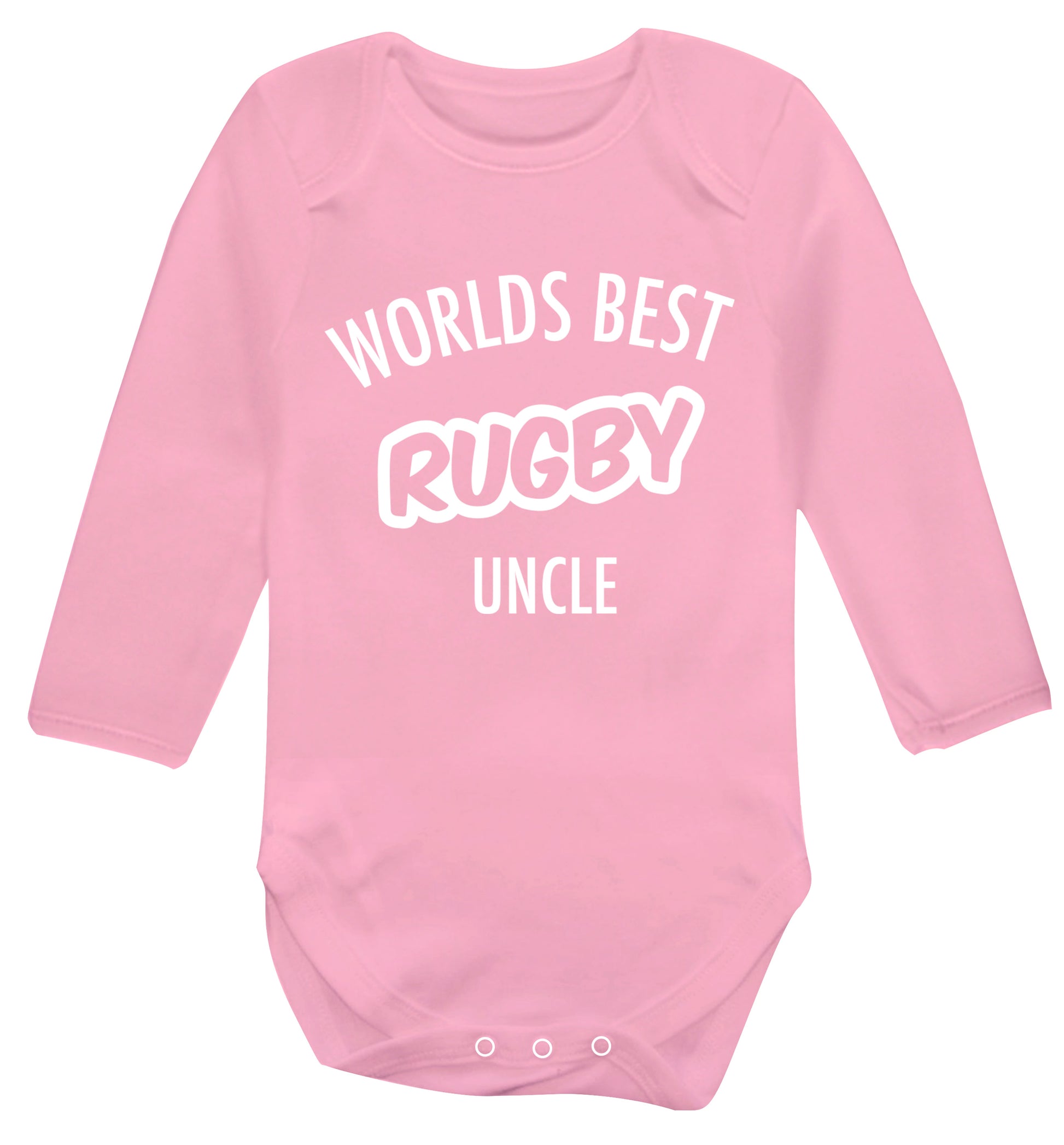 Worlds best rugby uncle Baby Vest long sleeved pale pink 6-12 months