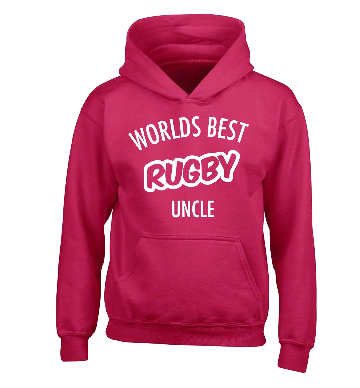 Worlds best rugby uncle children's pink hoodie 12-13 Years