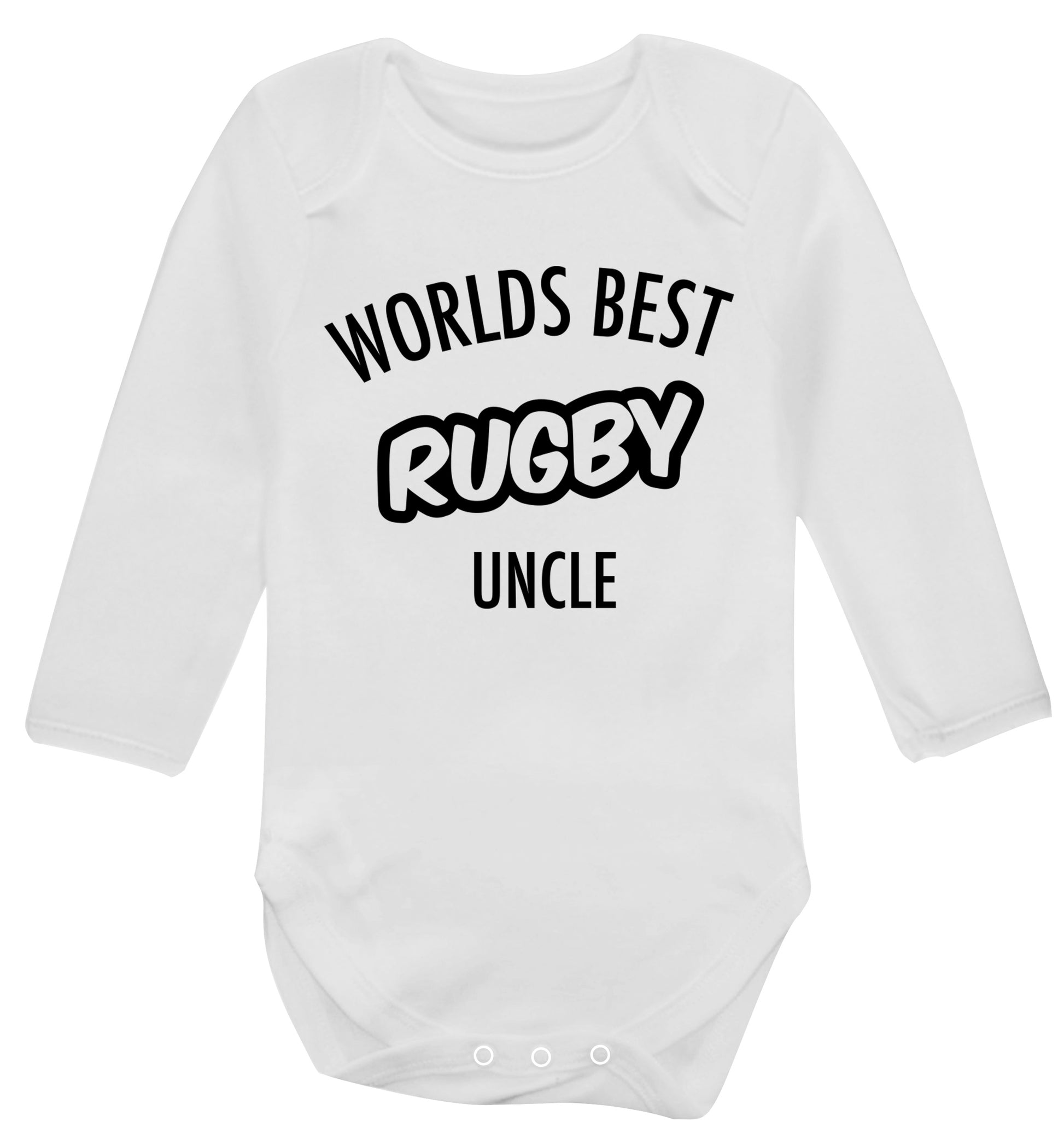 Worlds best rugby uncle Baby Vest long sleeved white 6-12 months