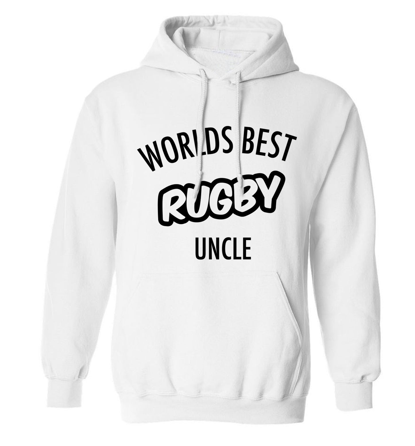 Worlds best rugby uncle adults unisex white hoodie 2XL