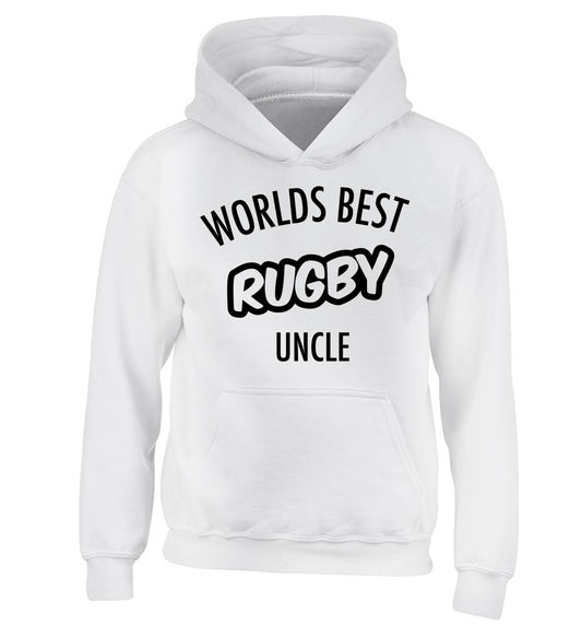 Worlds best rugby uncle children's white hoodie 12-13 Years