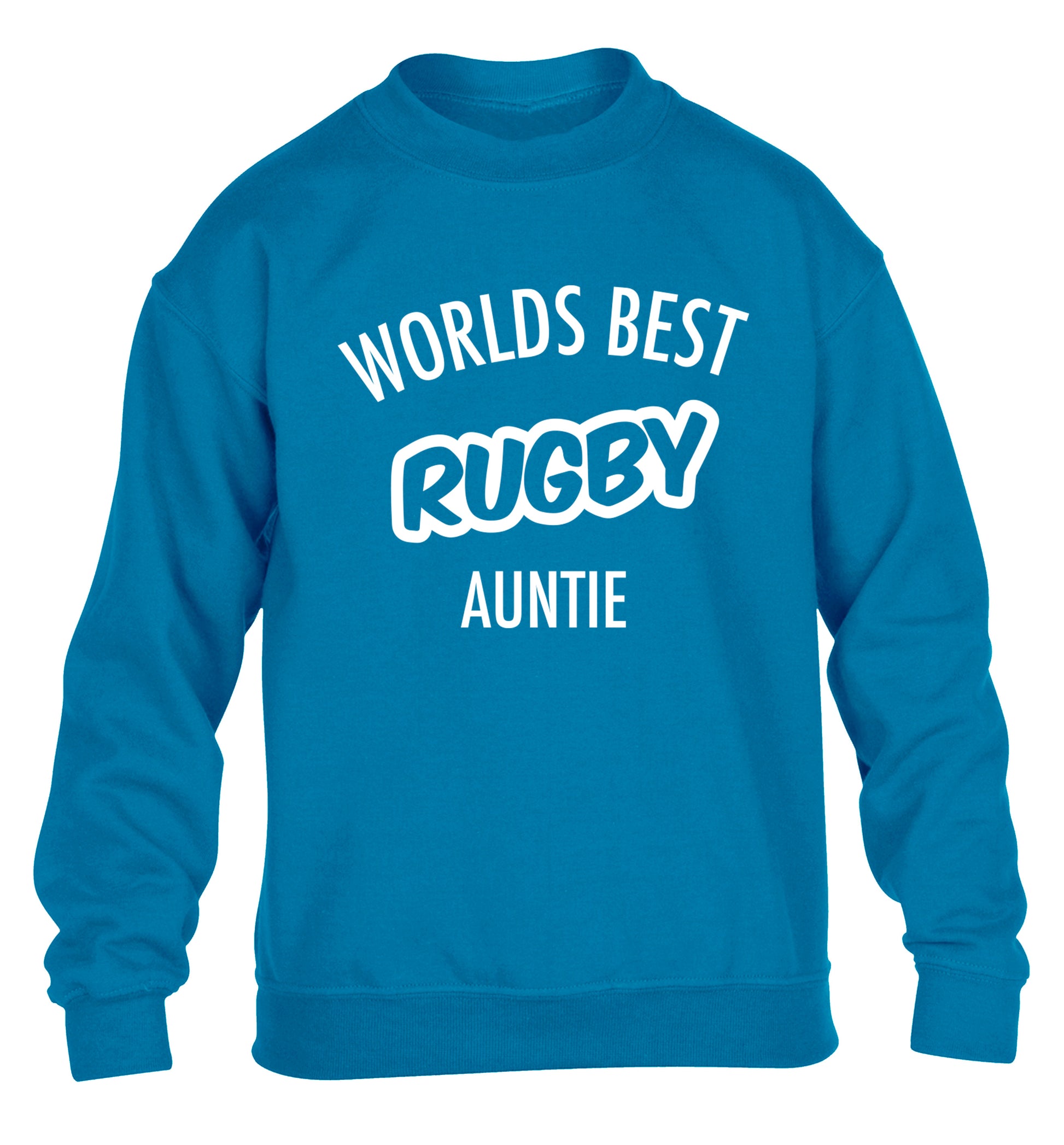 Worlds best rugby auntie children's blue sweater 12-13 Years