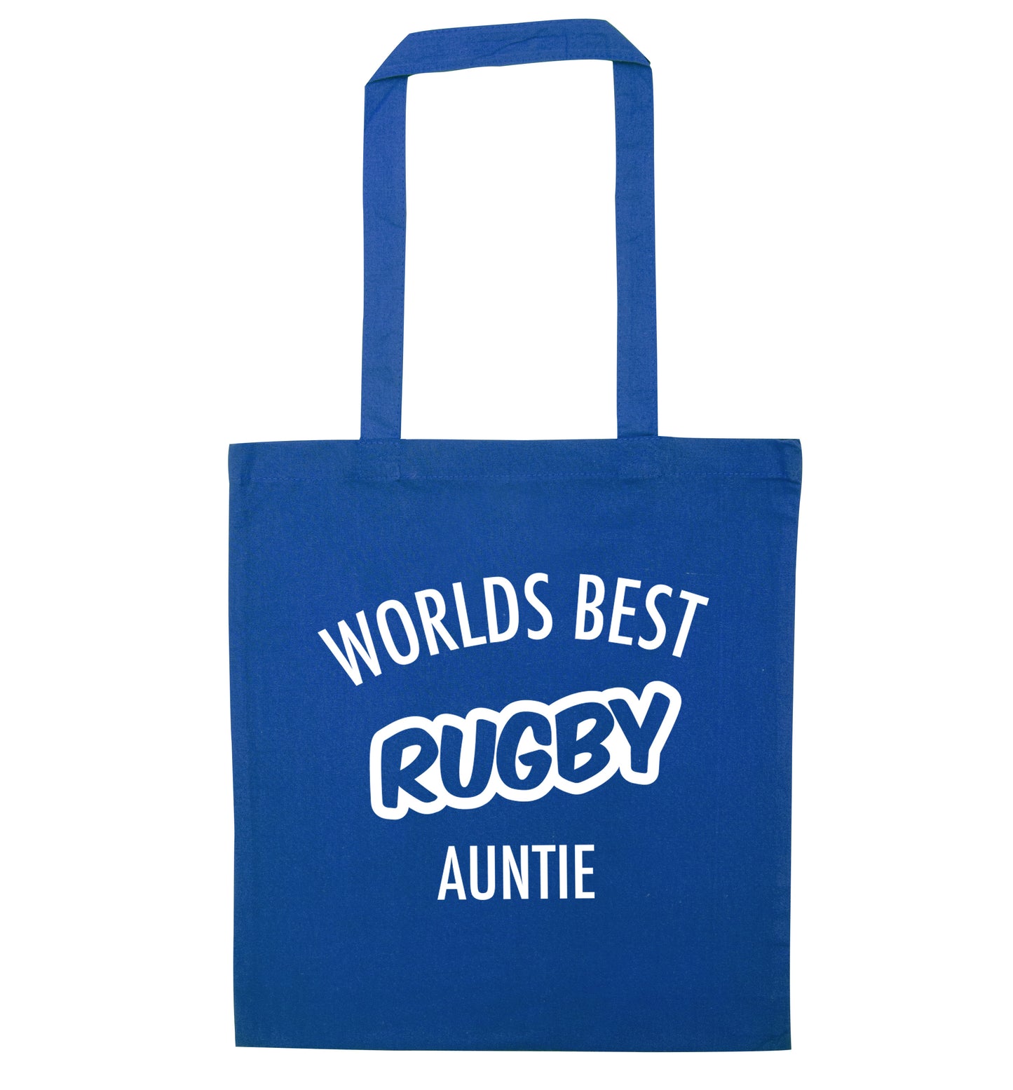Worlds best rugby auntie blue tote bag
