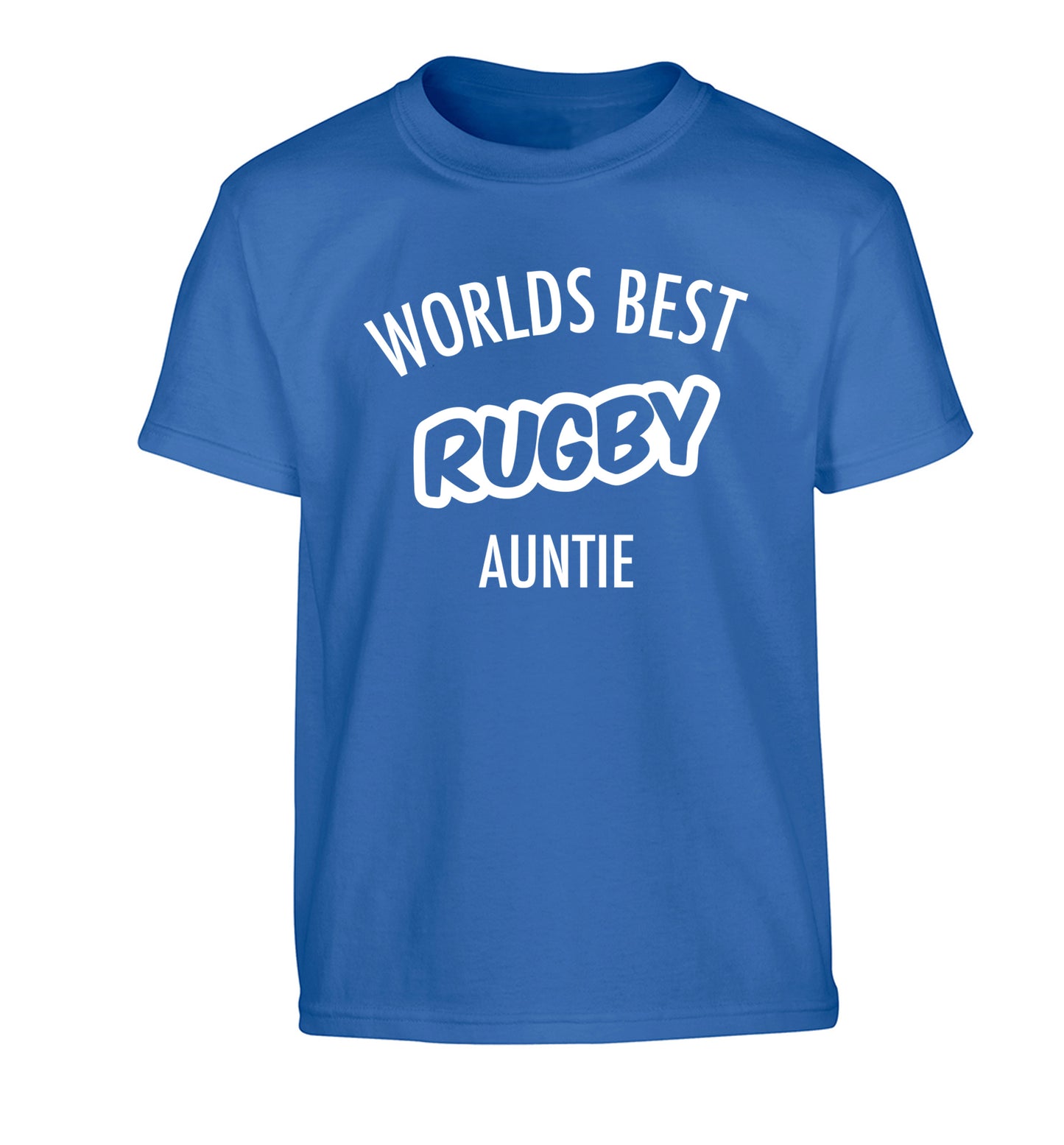 Worlds best rugby auntie Children's blue Tshirt 12-13 Years
