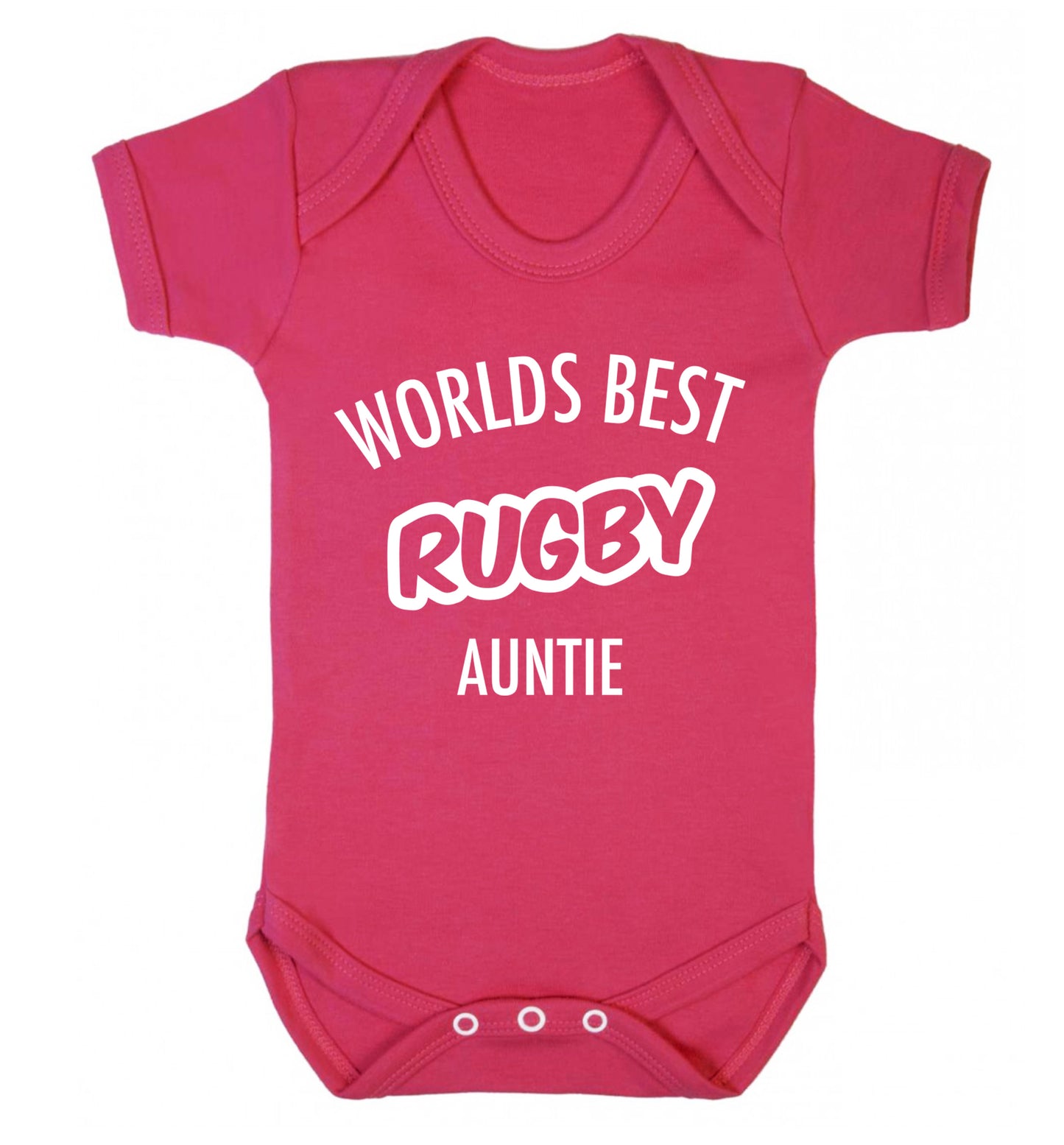 Worlds best rugby auntie Baby Vest dark pink 18-24 months