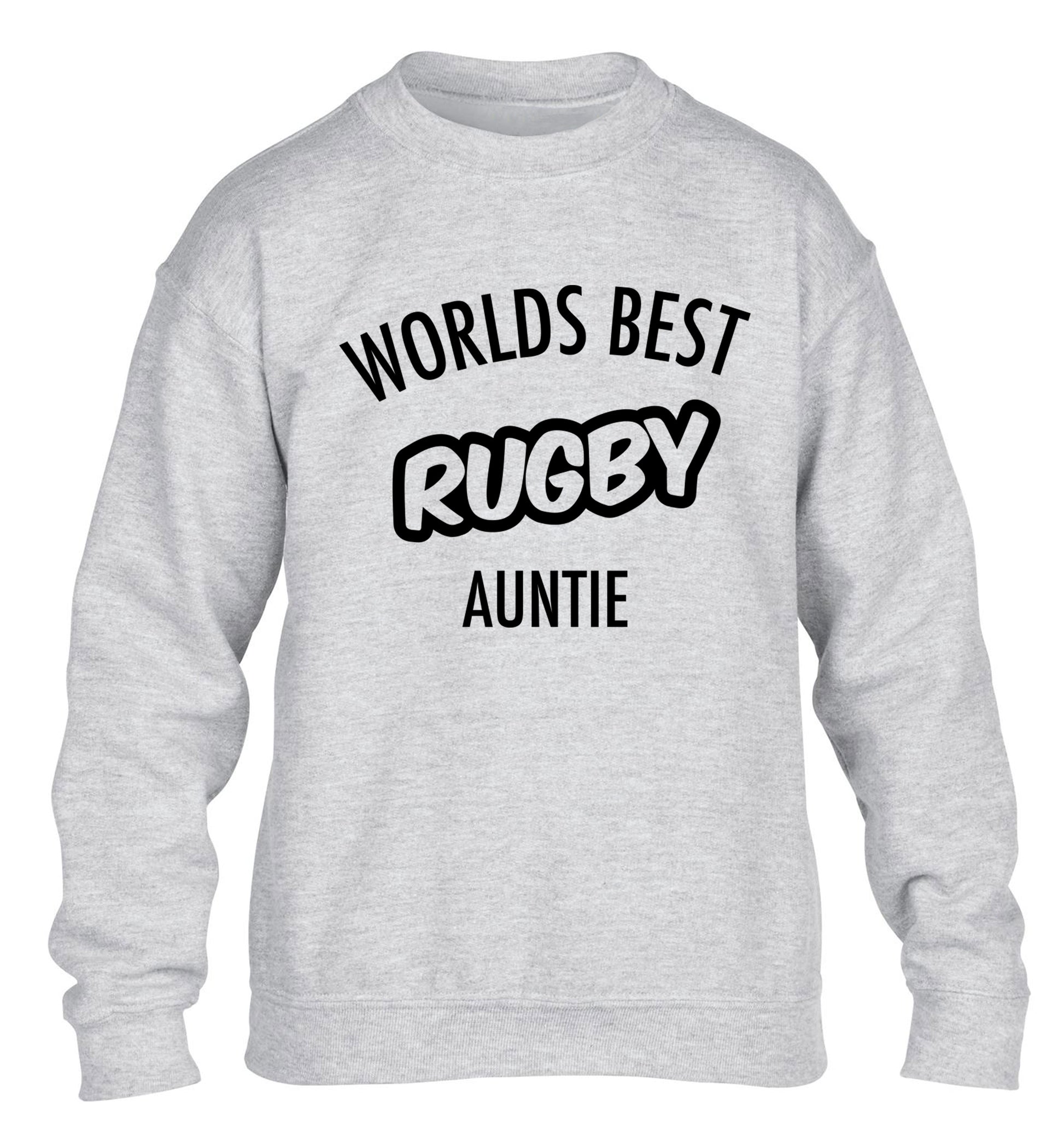 Worlds best rugby auntie children's grey sweater 12-13 Years