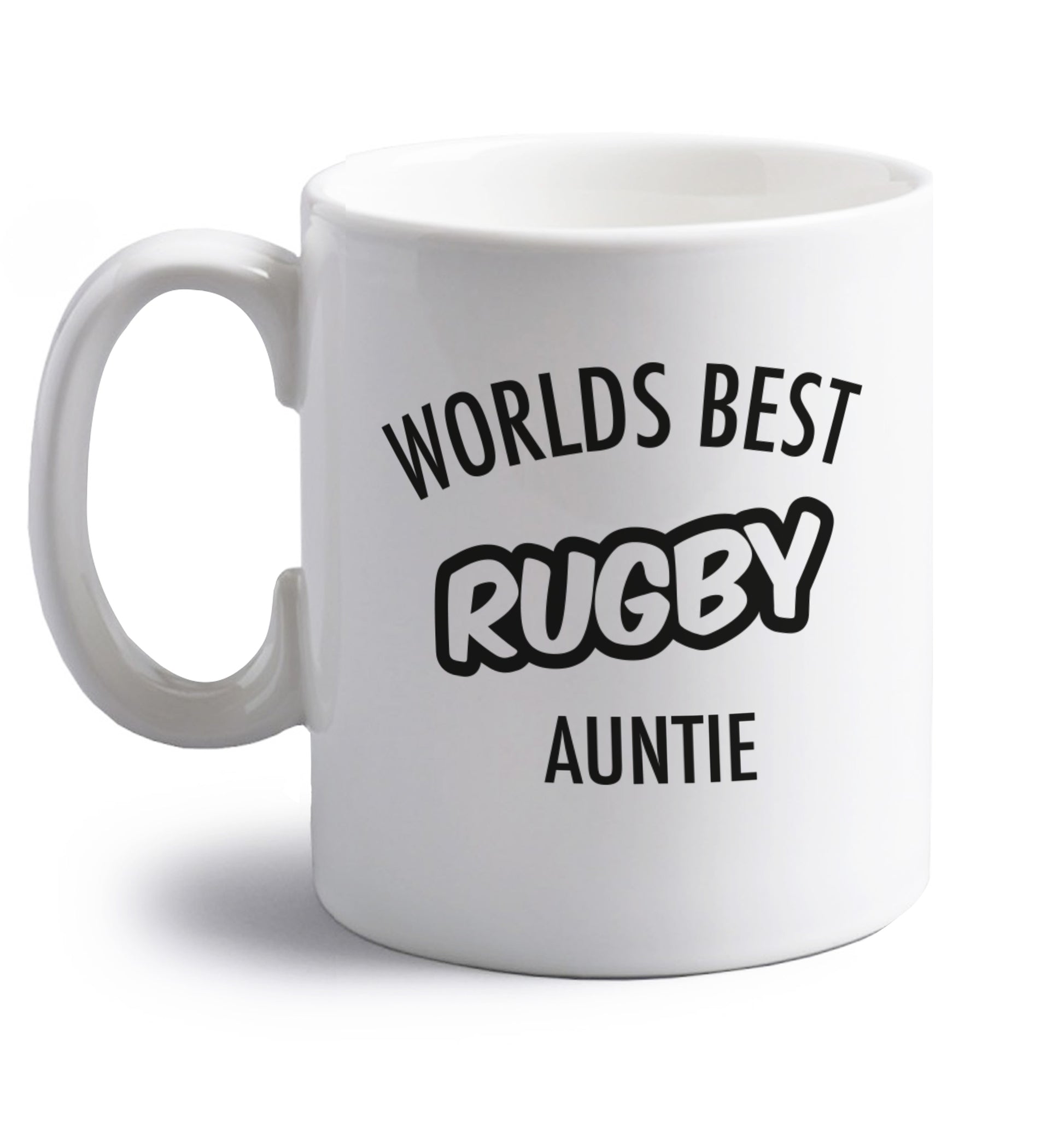 Worlds best rugby auntie right handed white ceramic mug 