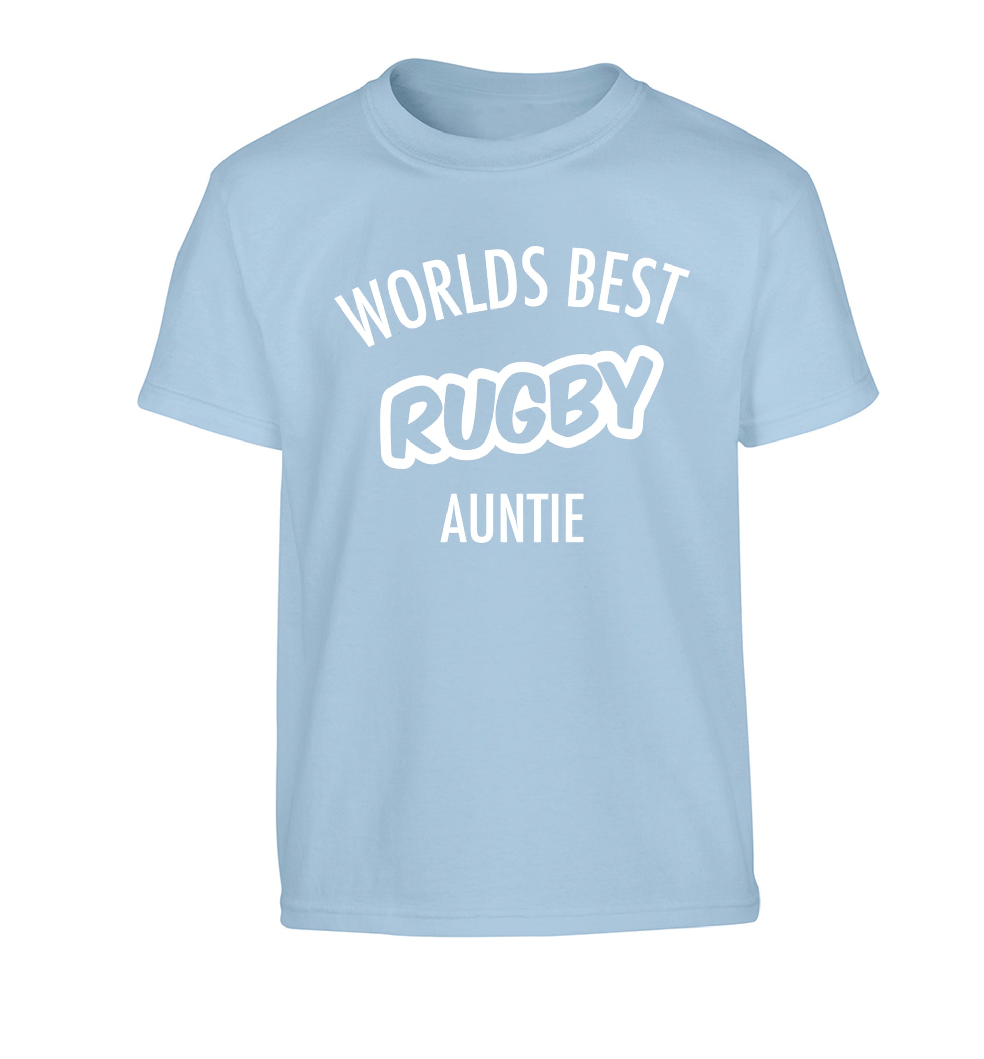 Worlds best rugby auntie Children's light blue Tshirt 12-13 Years