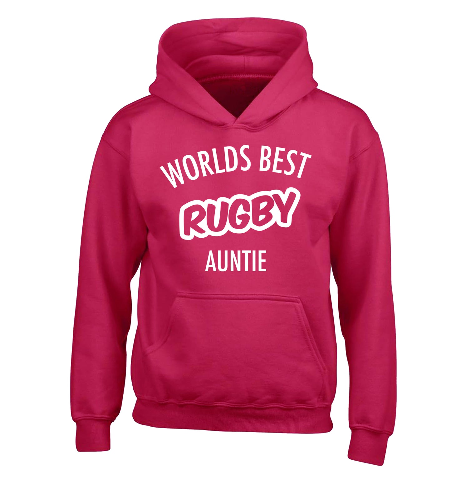Worlds best rugby auntie children's pink hoodie 12-13 Years