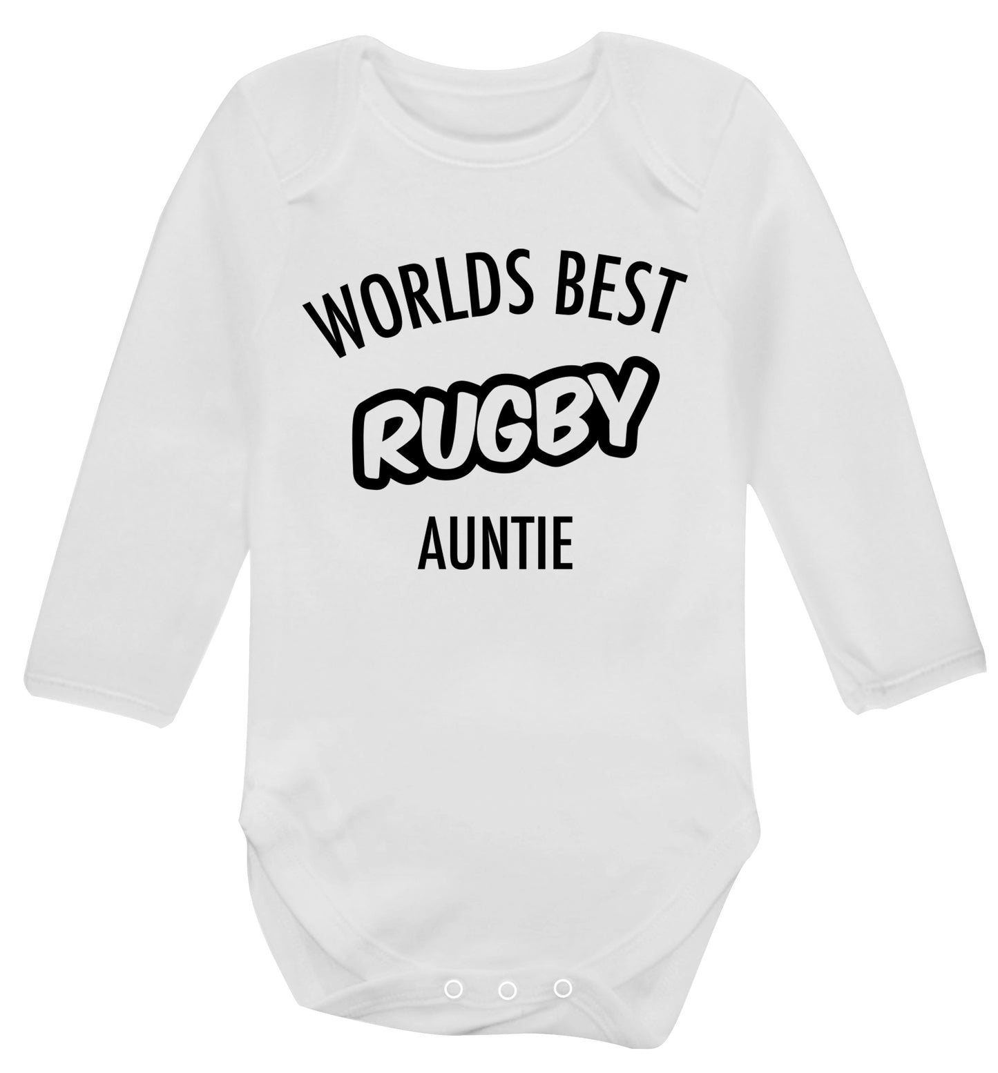 Worlds best rugby auntie Baby Vest long sleeved white 6-12 months