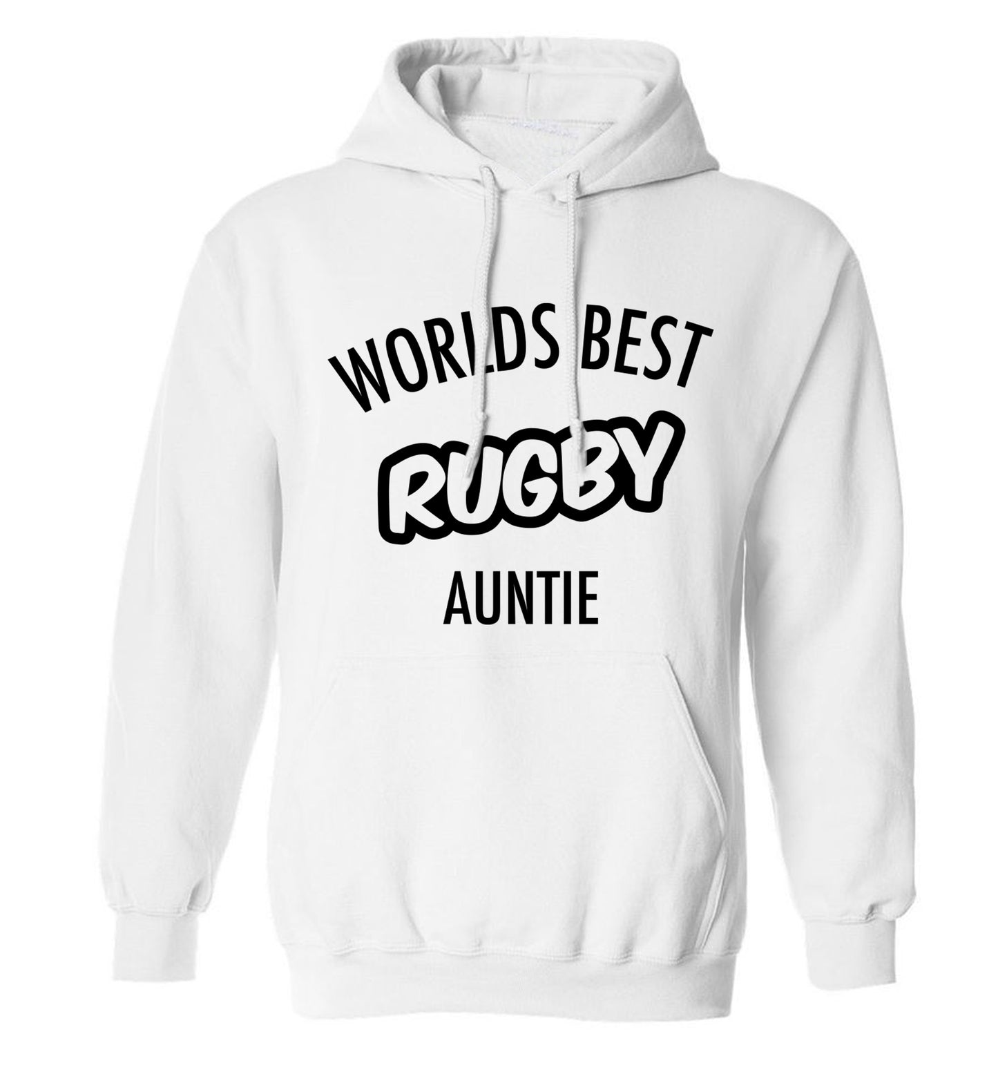 Worlds best rugby auntie adults unisex white hoodie 2XL