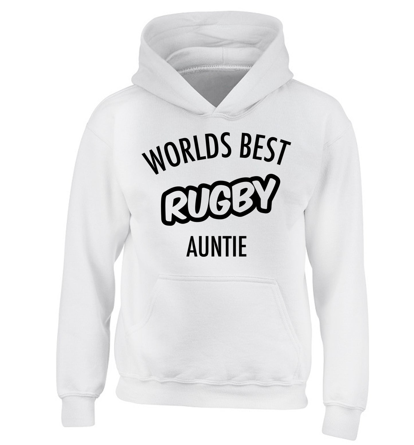 Worlds best rugby auntie children's white hoodie 12-13 Years