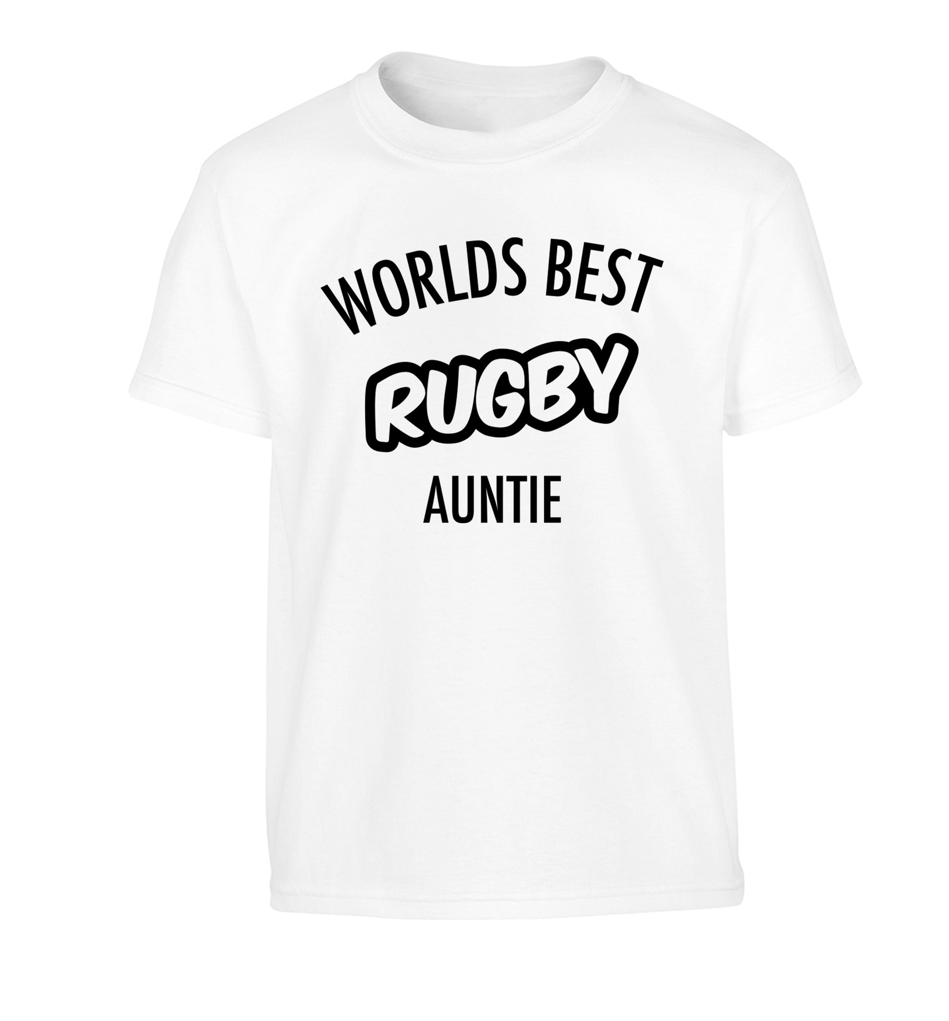 Worlds best rugby auntie Children's white Tshirt 12-13 Years