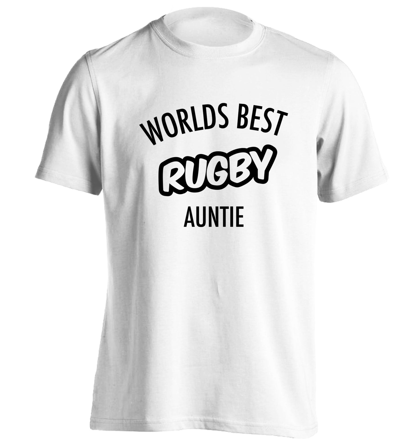 Worlds best rugby auntie adults unisex white Tshirt 2XL