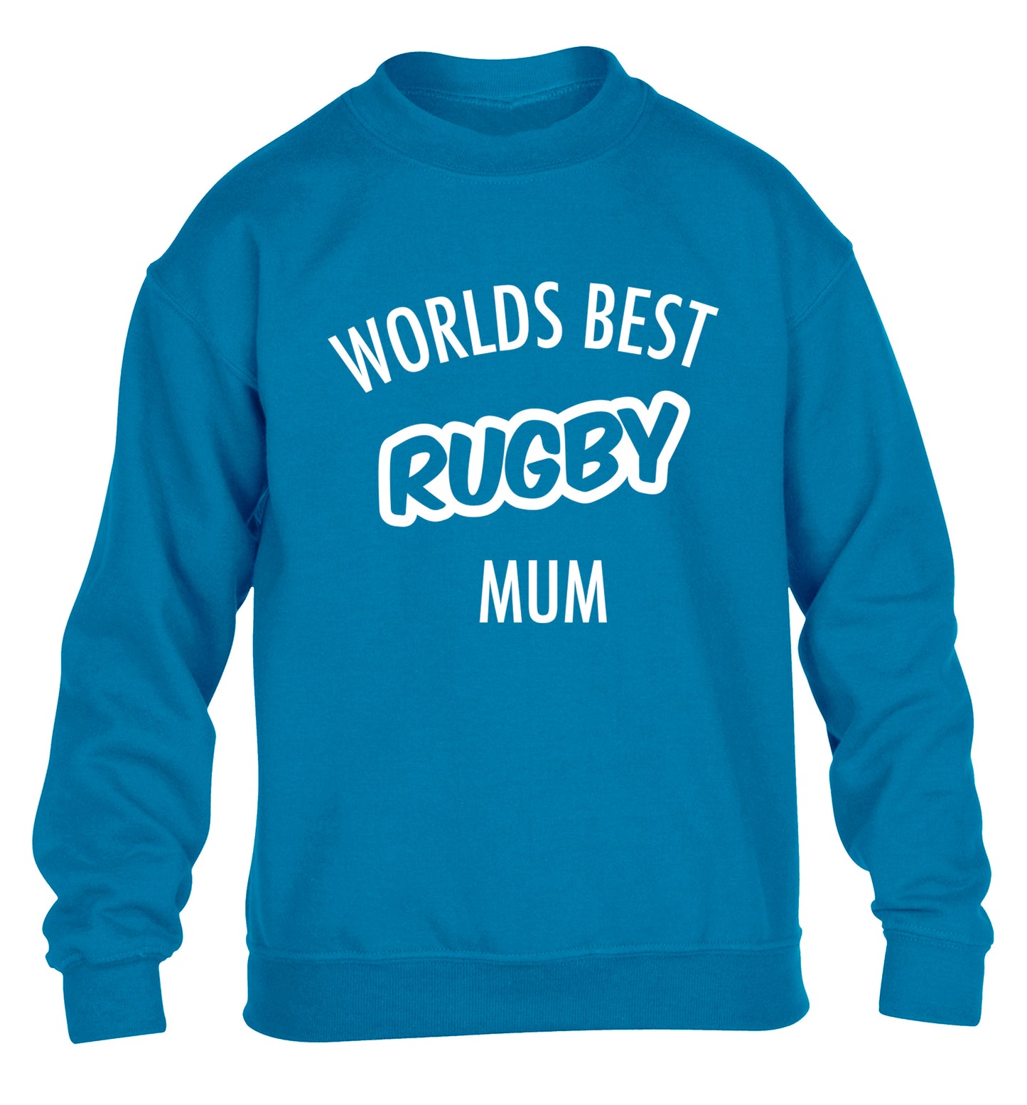 Worlds best rugby mum children's blue sweater 12-13 Years