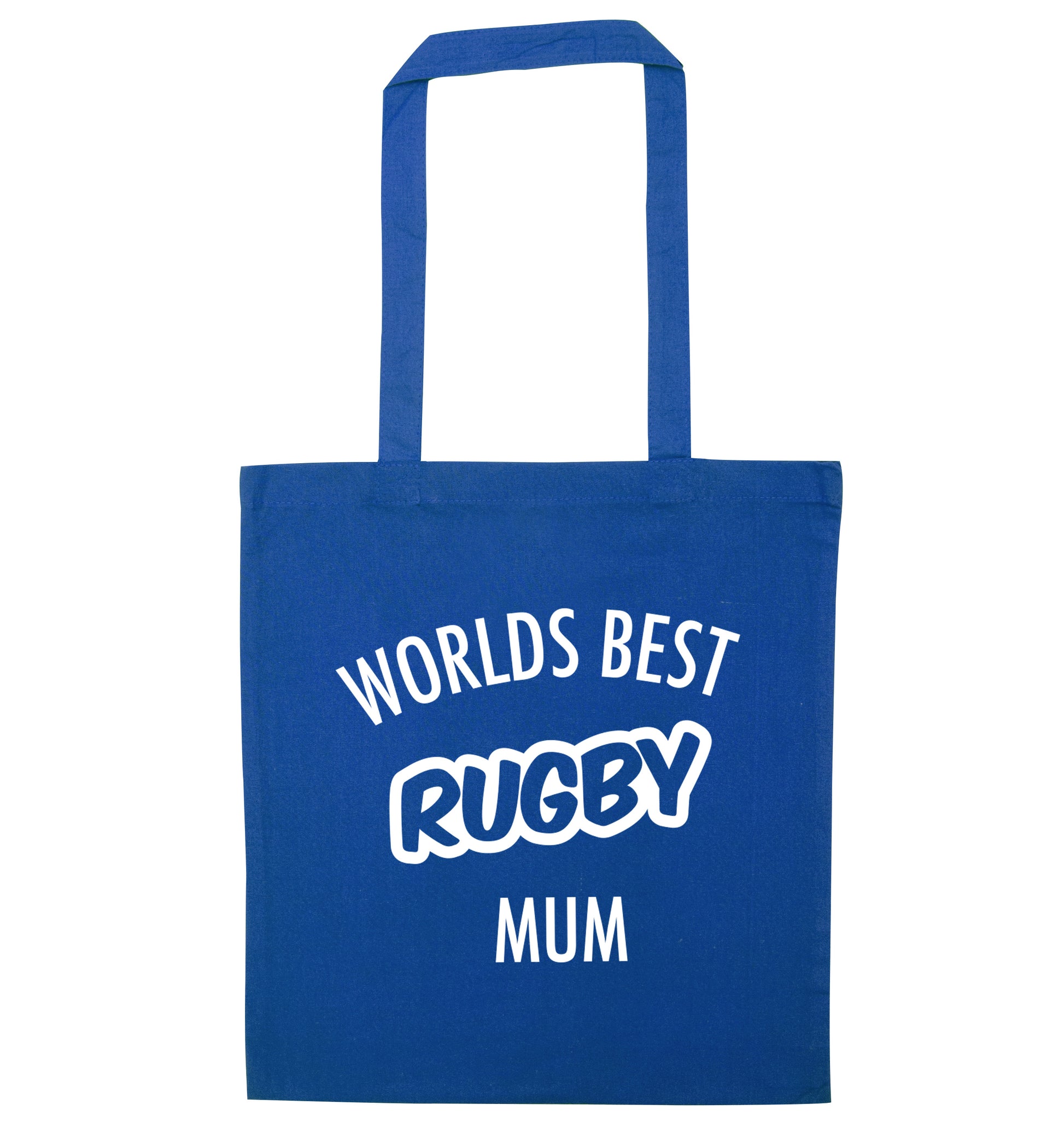 Worlds best rugby mum blue tote bag
