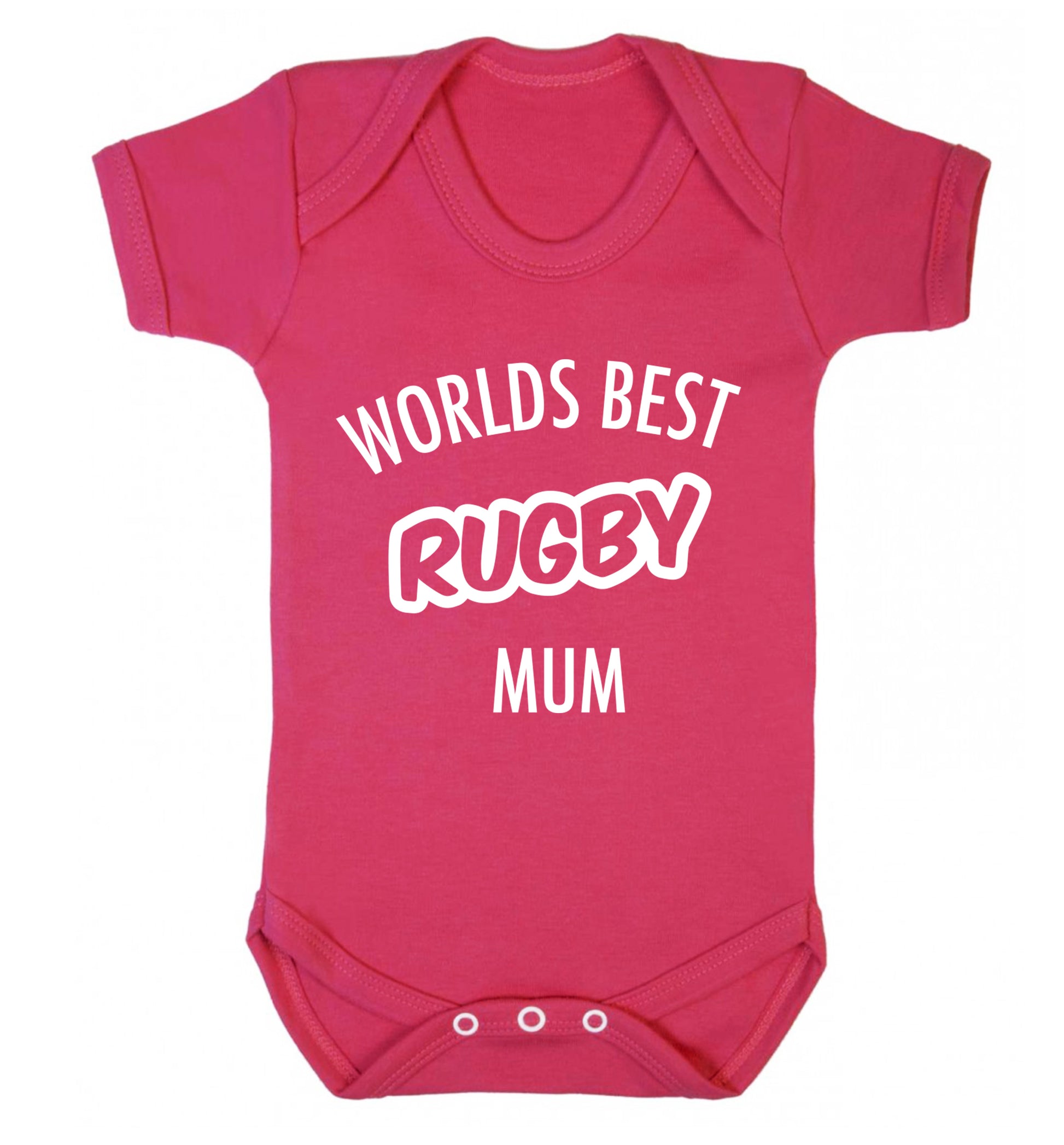 Worlds best rugby mum Baby Vest dark pink 18-24 months