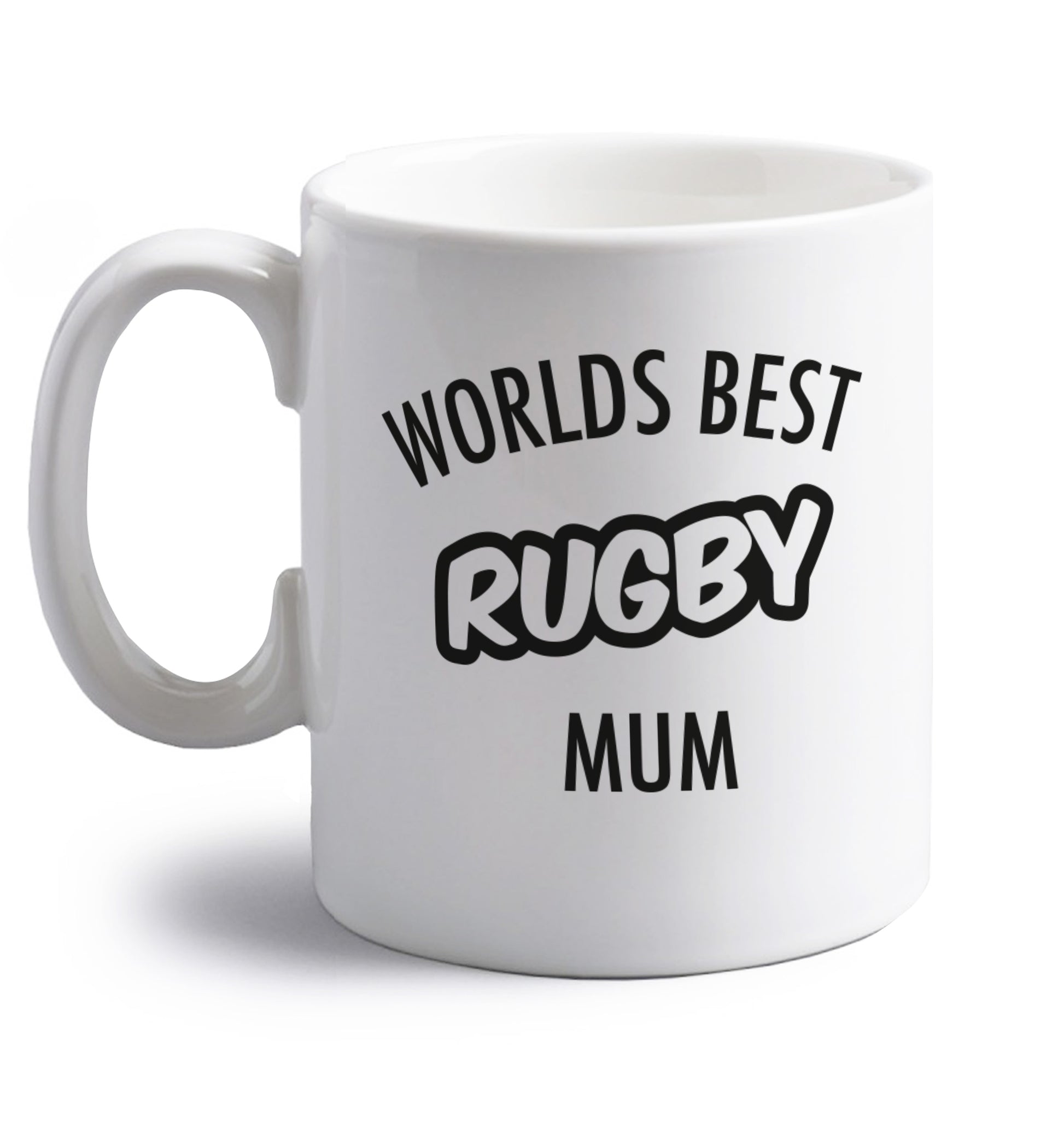 Worlds best rugby mum right handed white ceramic mug 