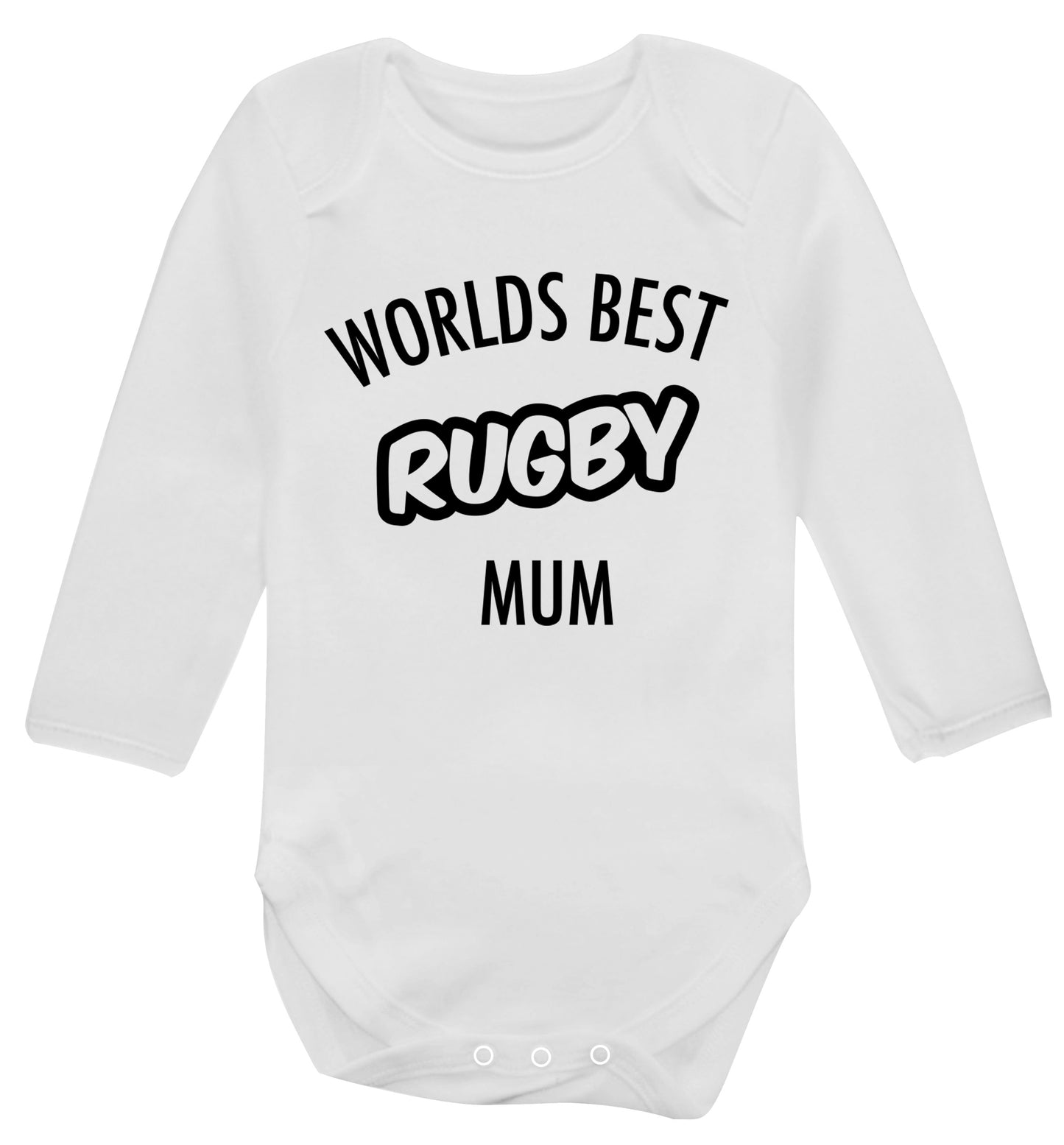 Worlds best rugby mum Baby Vest long sleeved white 6-12 months