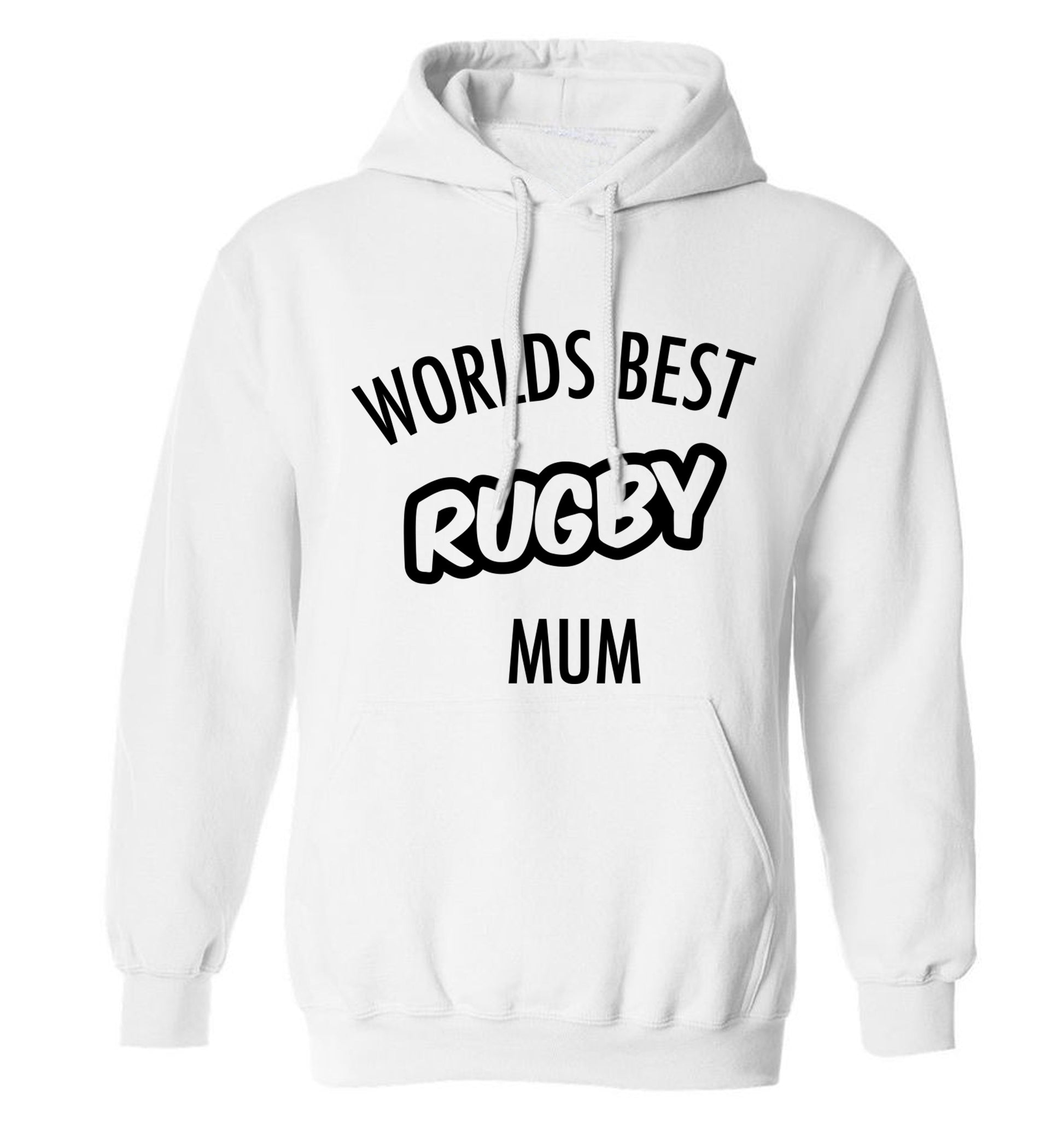 Worlds best rugby mum adults unisex white hoodie 2XL