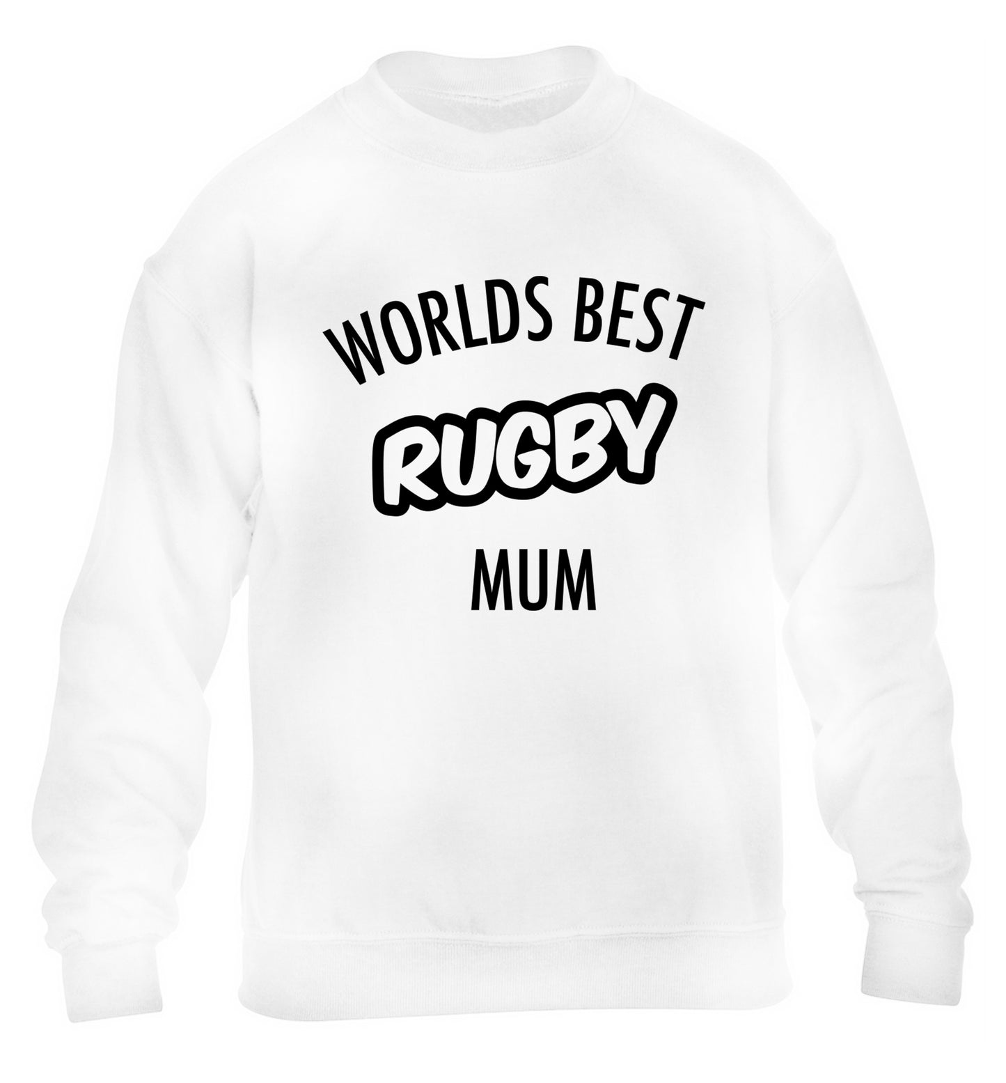 Worlds best rugby mum children's white sweater 12-13 Years