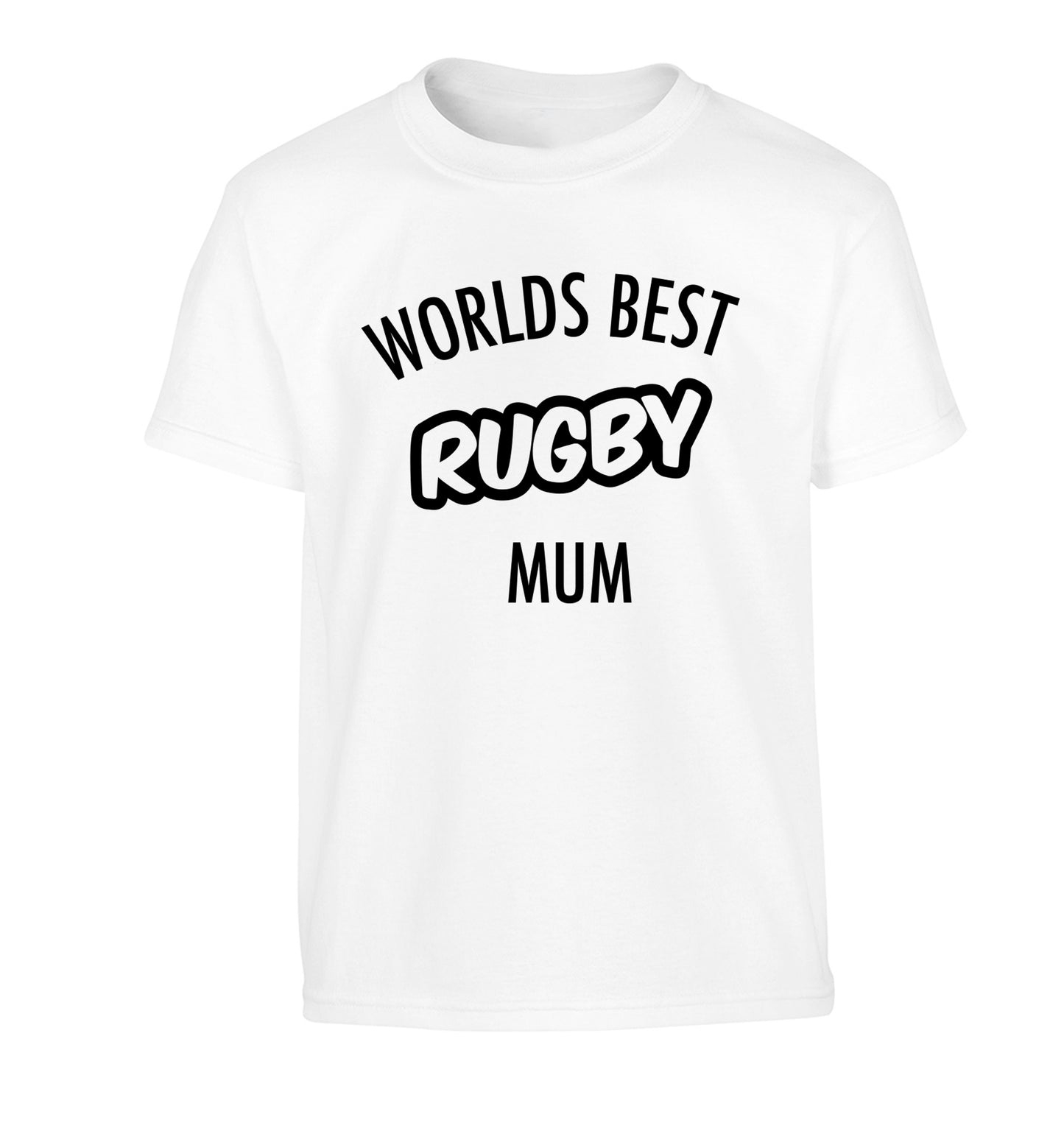 Worlds best rugby mum Children's white Tshirt 12-13 Years