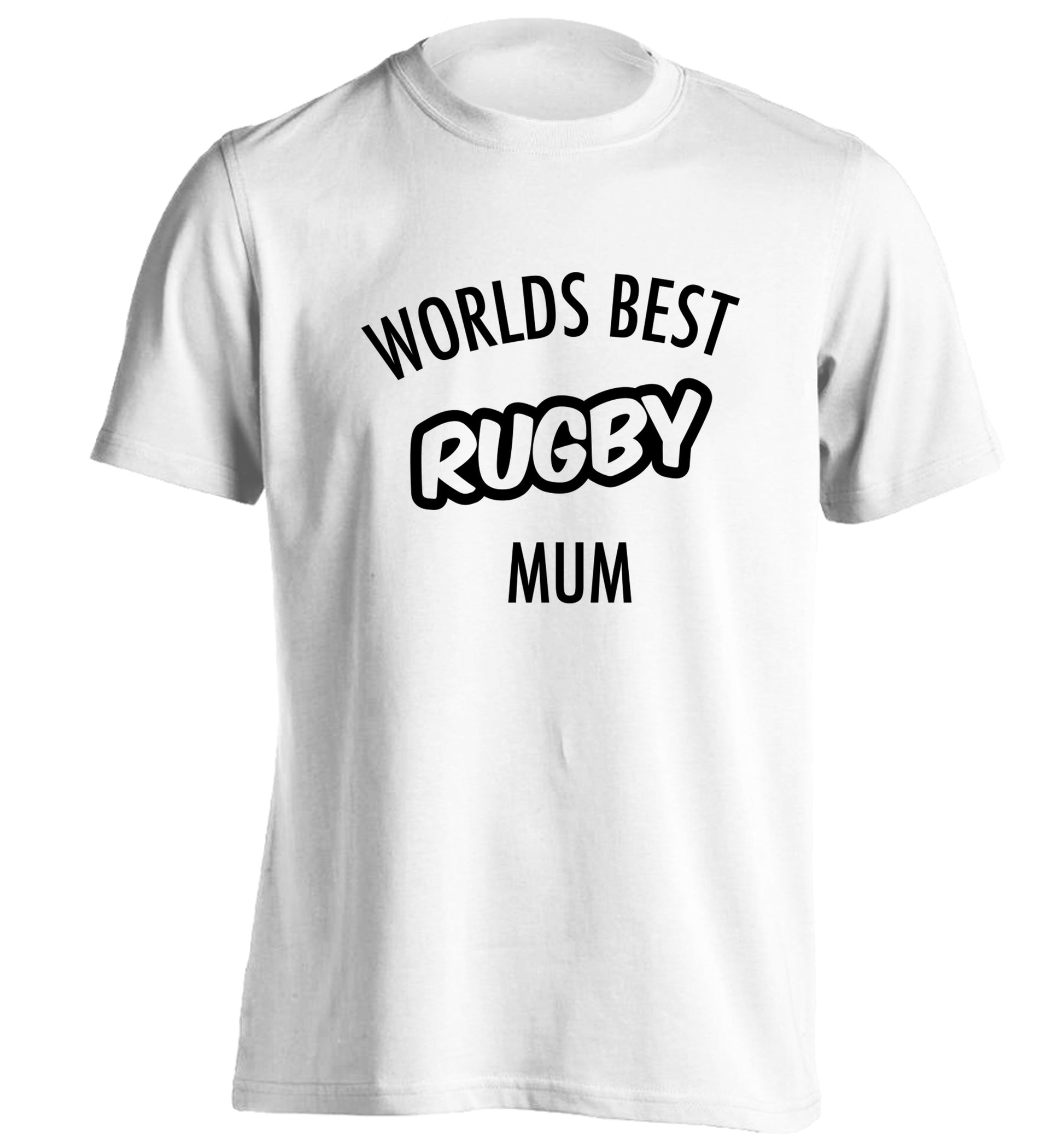 Worlds best rugby mum adults unisex white Tshirt 2XL