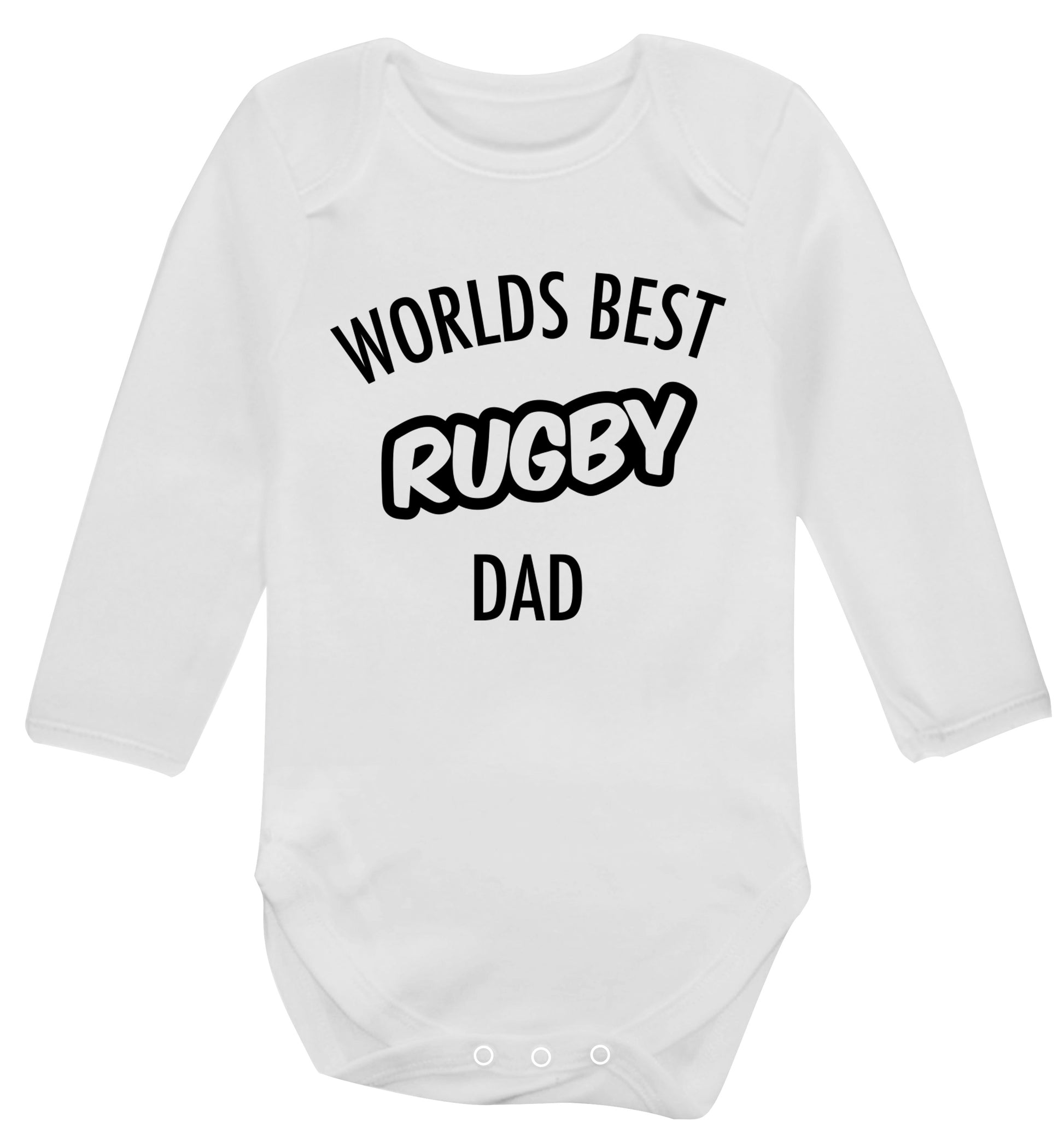 Worlds best rugby dad Baby Vest long sleeved white 6-12 months