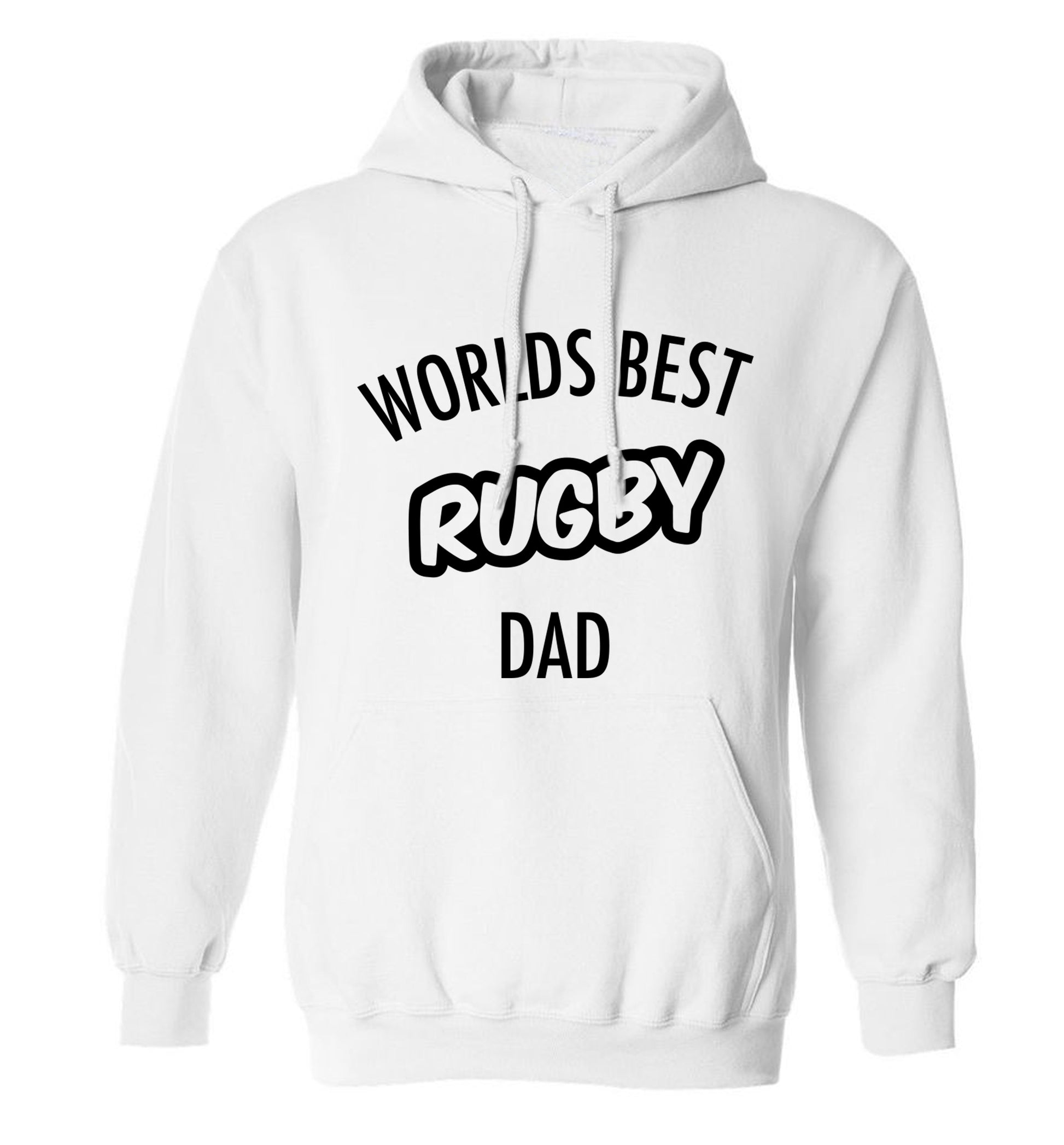 Worlds best rugby dad adults unisex white hoodie 2XL