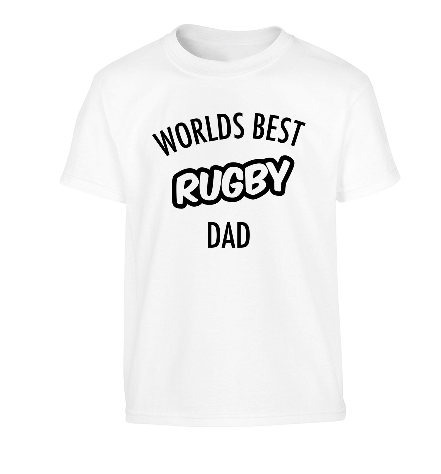 Worlds best rugby dad Children's white Tshirt 12-13 Years