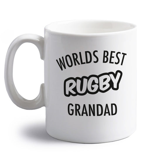 Worlds best rugby grandad right handed white ceramic mug 
