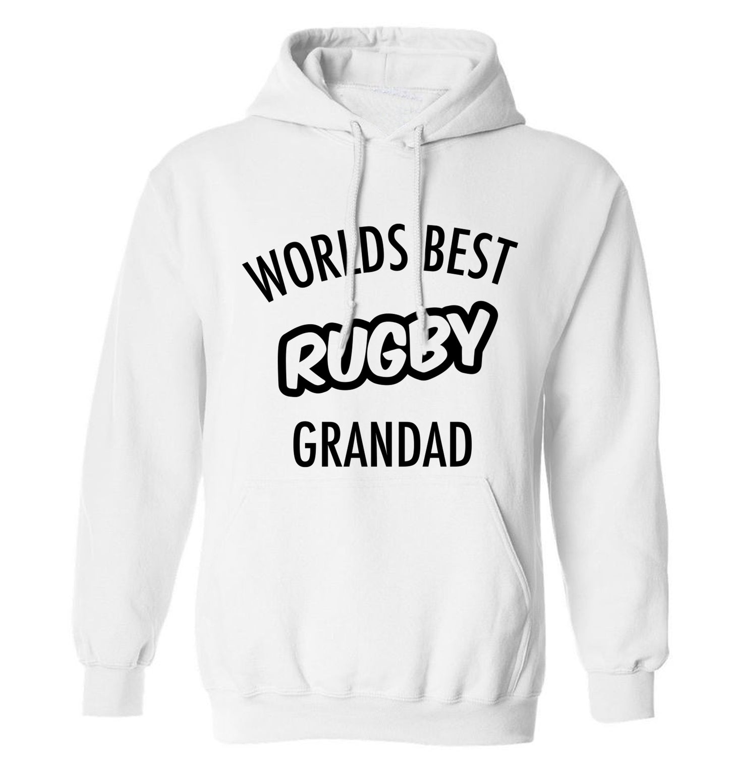 Worlds best rugby grandad adults unisex white hoodie 2XL